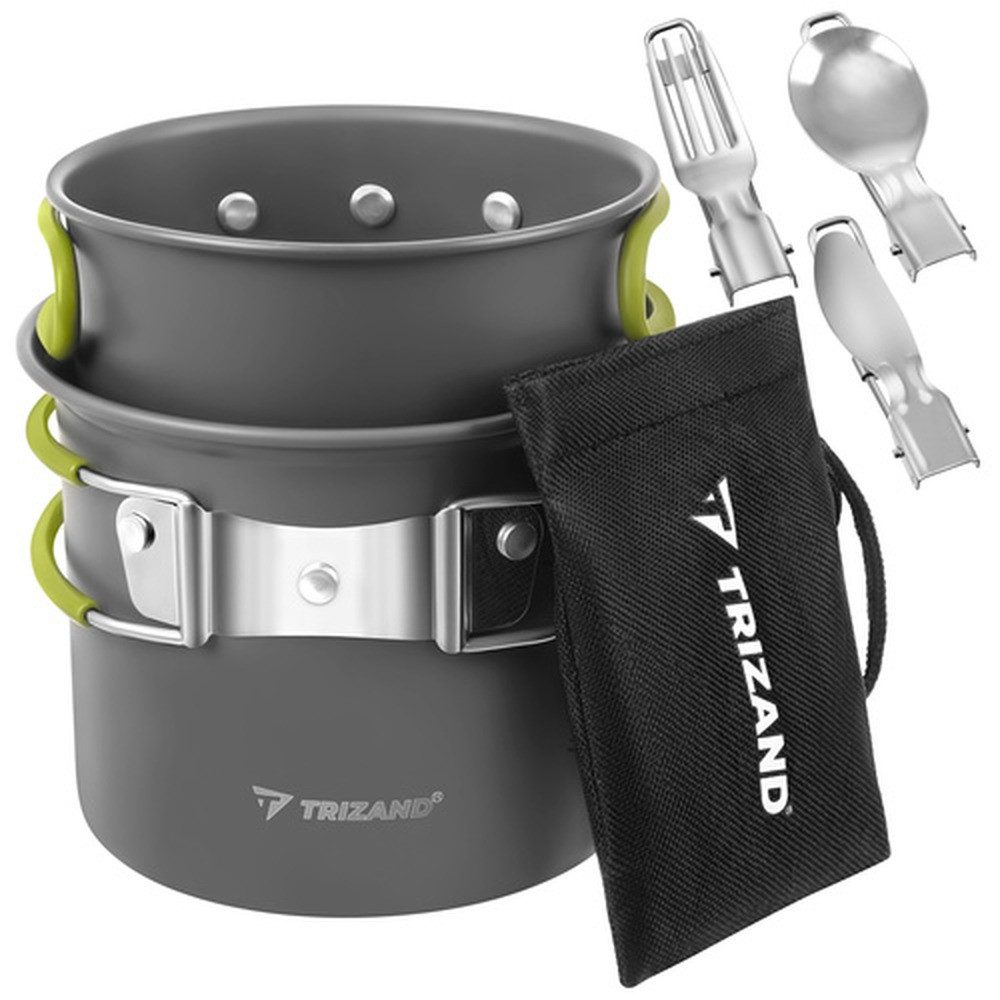 KRUZZEL Geschirr-Set Campinggeschirr Outdoor-Geschirr (5-tlg), 2 Personen, Edelstahl, leichtes Outdoor-Geschirr für Camping, Trekking oder Reisen