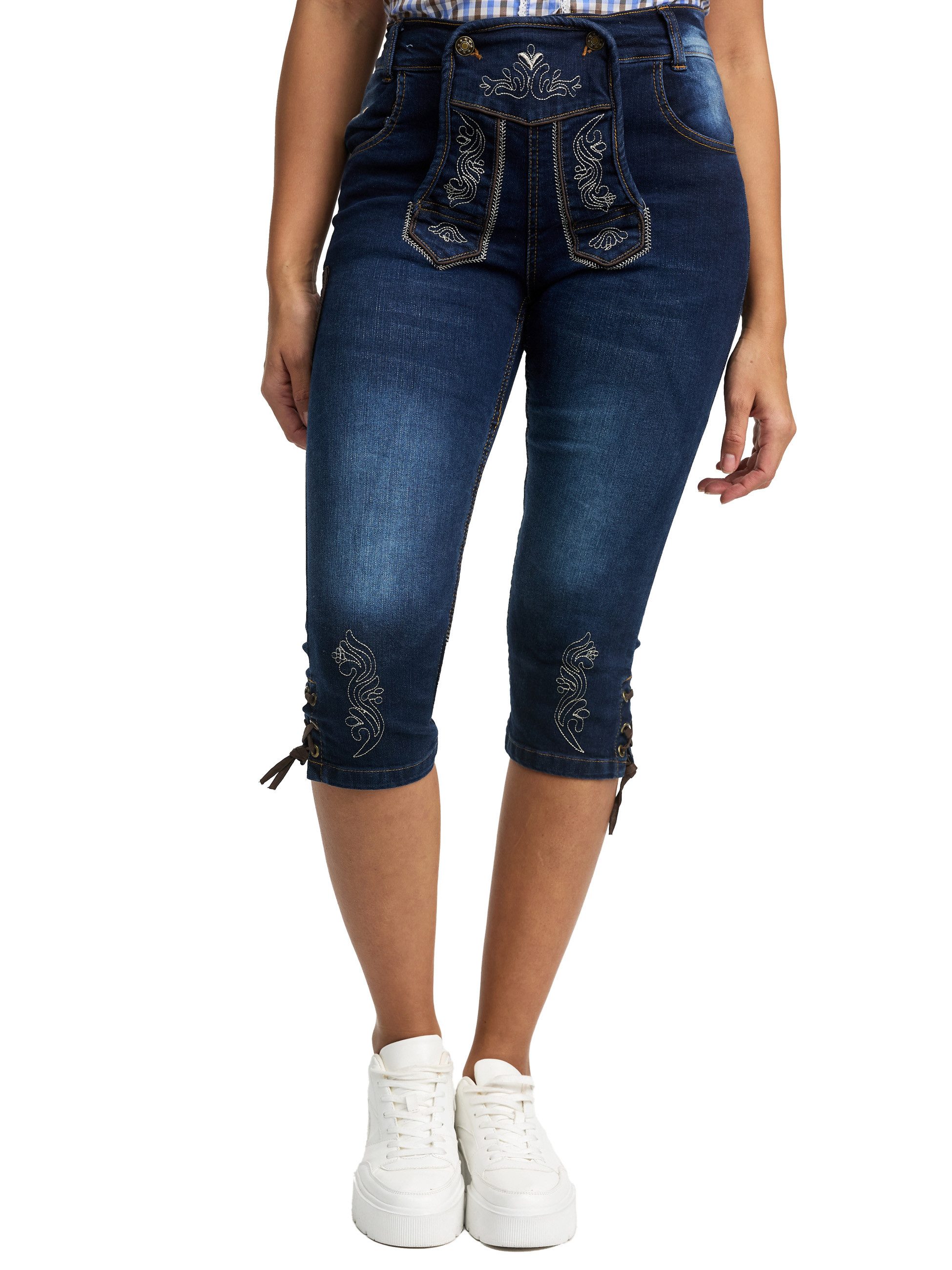 Steigenhöfer Manufaktur Jeansshorts Trachtenhosen Look traditionelle Damen-Jeans