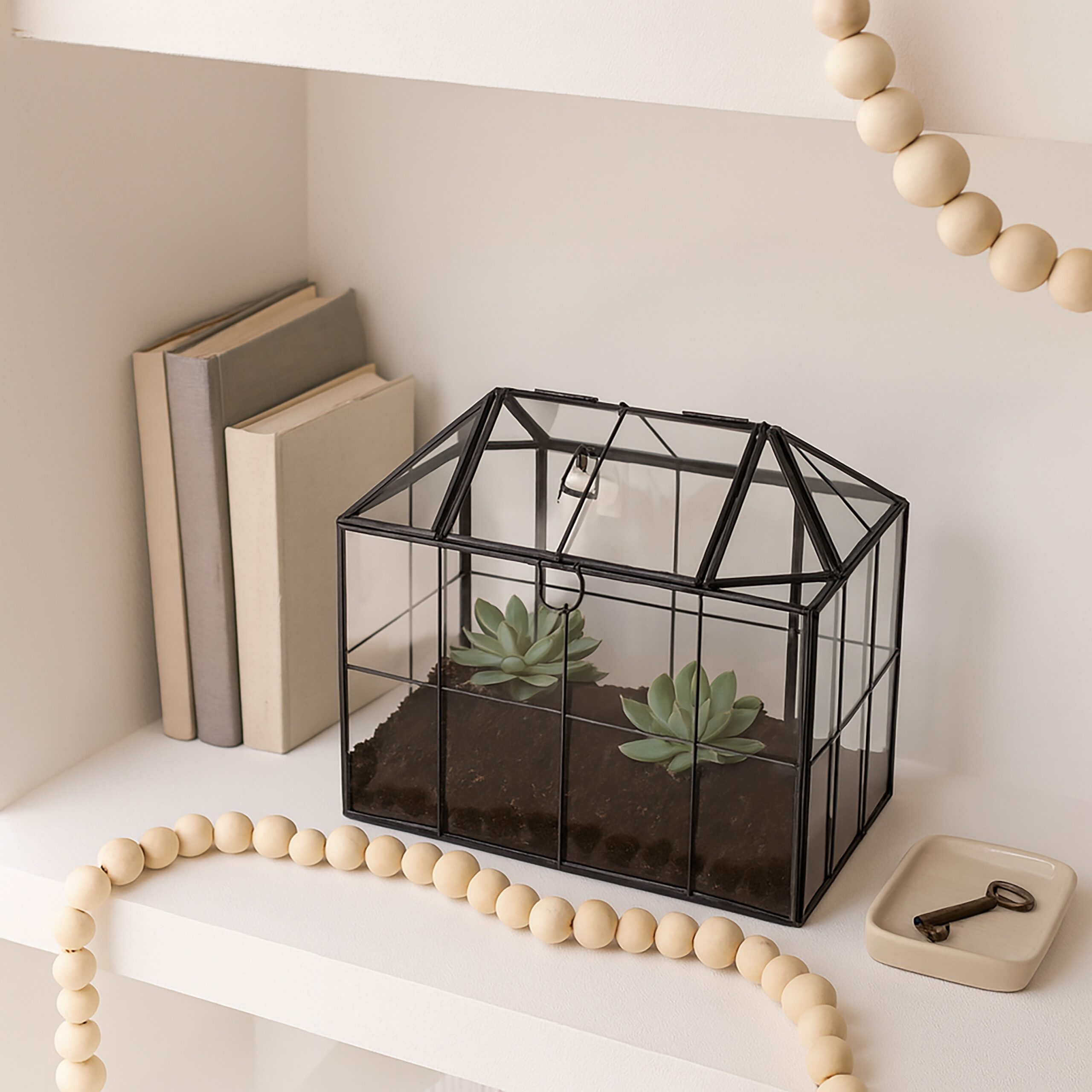 relaxdays Dekovase Modernes Pflanzenterrarium Glas Hausform günstig online kaufen