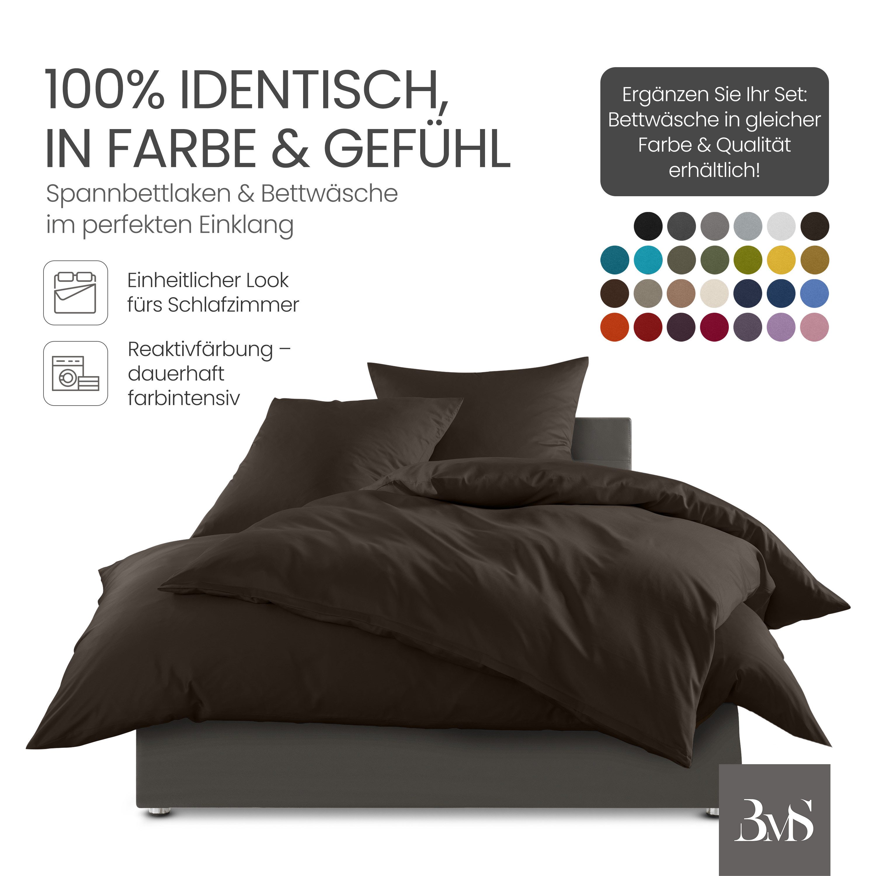 BETTWAESCHE-MIT-STIL Spannbettlaken Mako Satin Spannbettlaken, Matratzenhöhe 12-20 cm, Mako-Satin, Gummizug: rundum, (1 Stück) – Bild 4 von 5