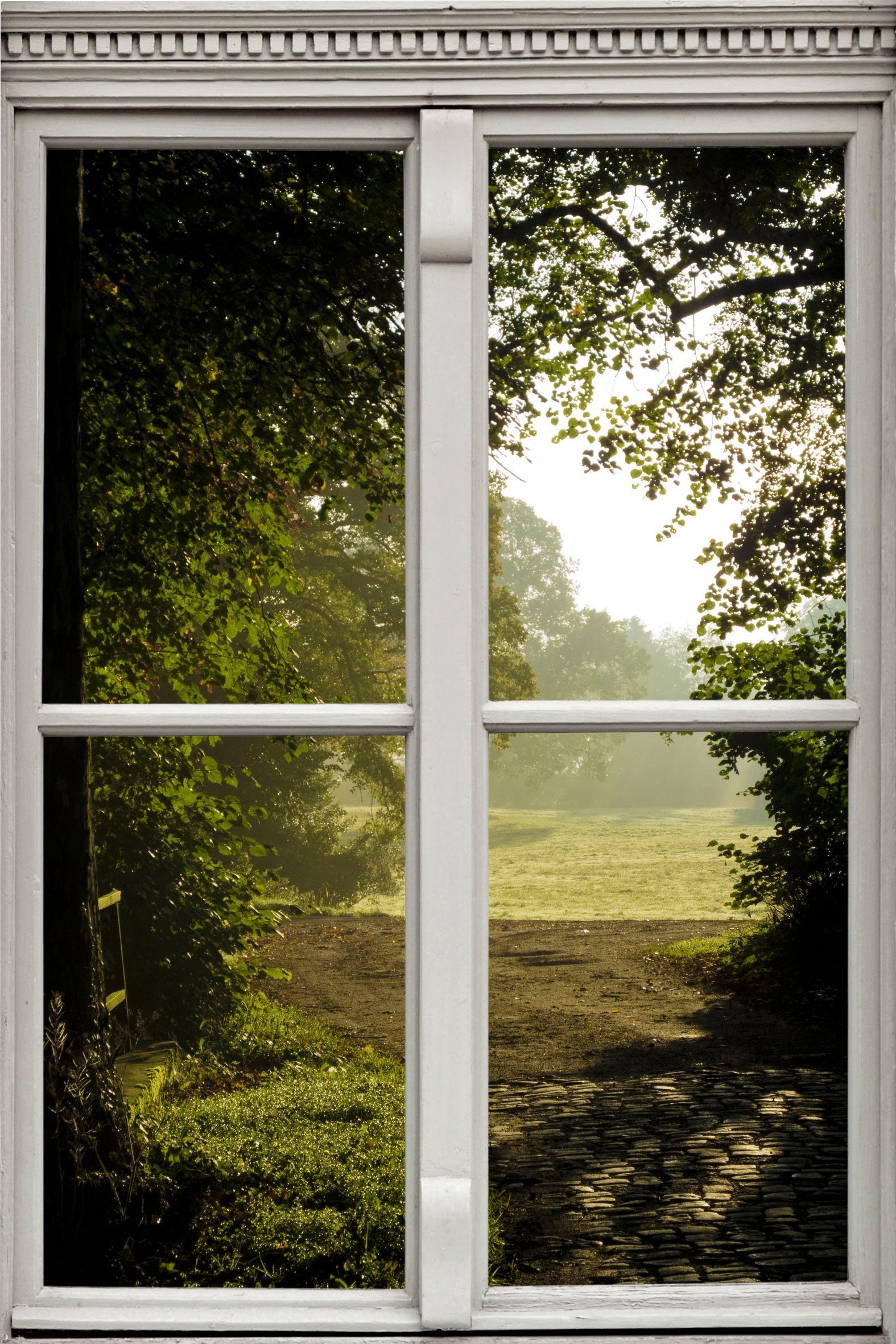 queence Wandsticker Wiese, Wandsticker, Wandbild, selbstklebend, 3D, Fenster