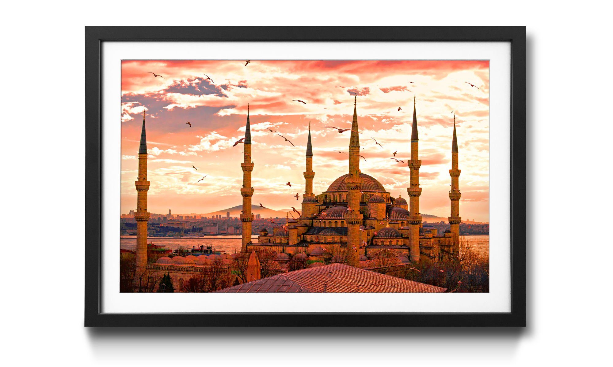 WandbilderXXL Bild mit Rahmen Blue Mosque, Istanbul, Wandbild, in 4 Größen erhältlich