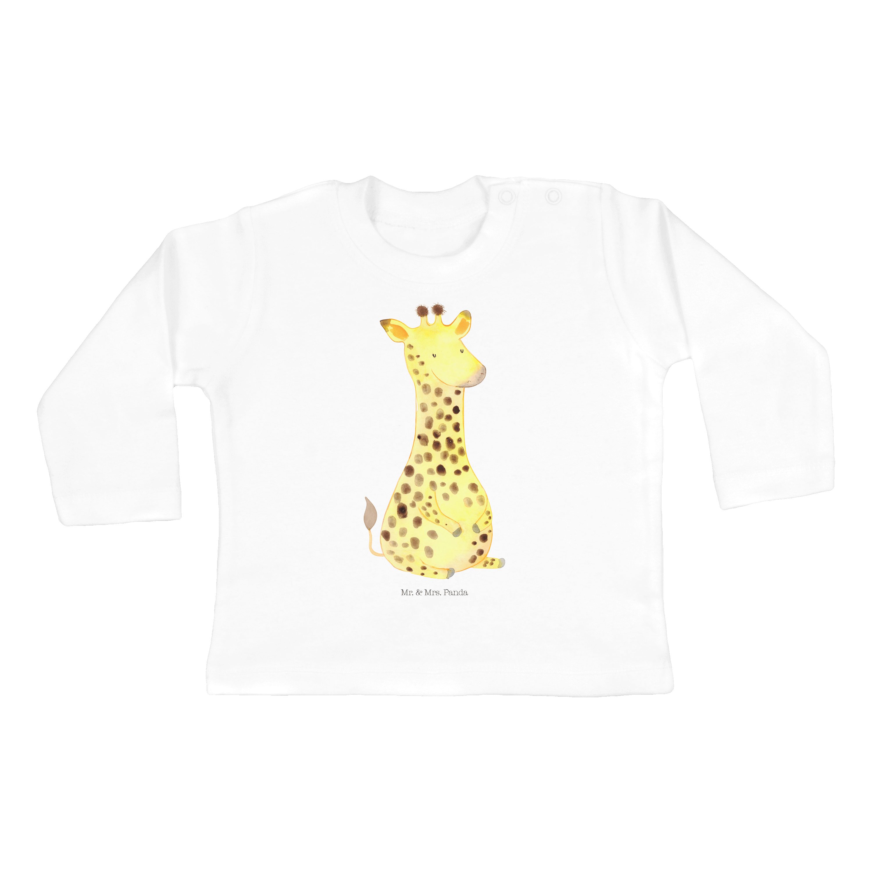 Mr. & Mrs. Panda Strampler Giraffe Zufrieden - Weiß - Geschenk, Mädchen, Afrika, Jungen, Glück, (1-tlg)