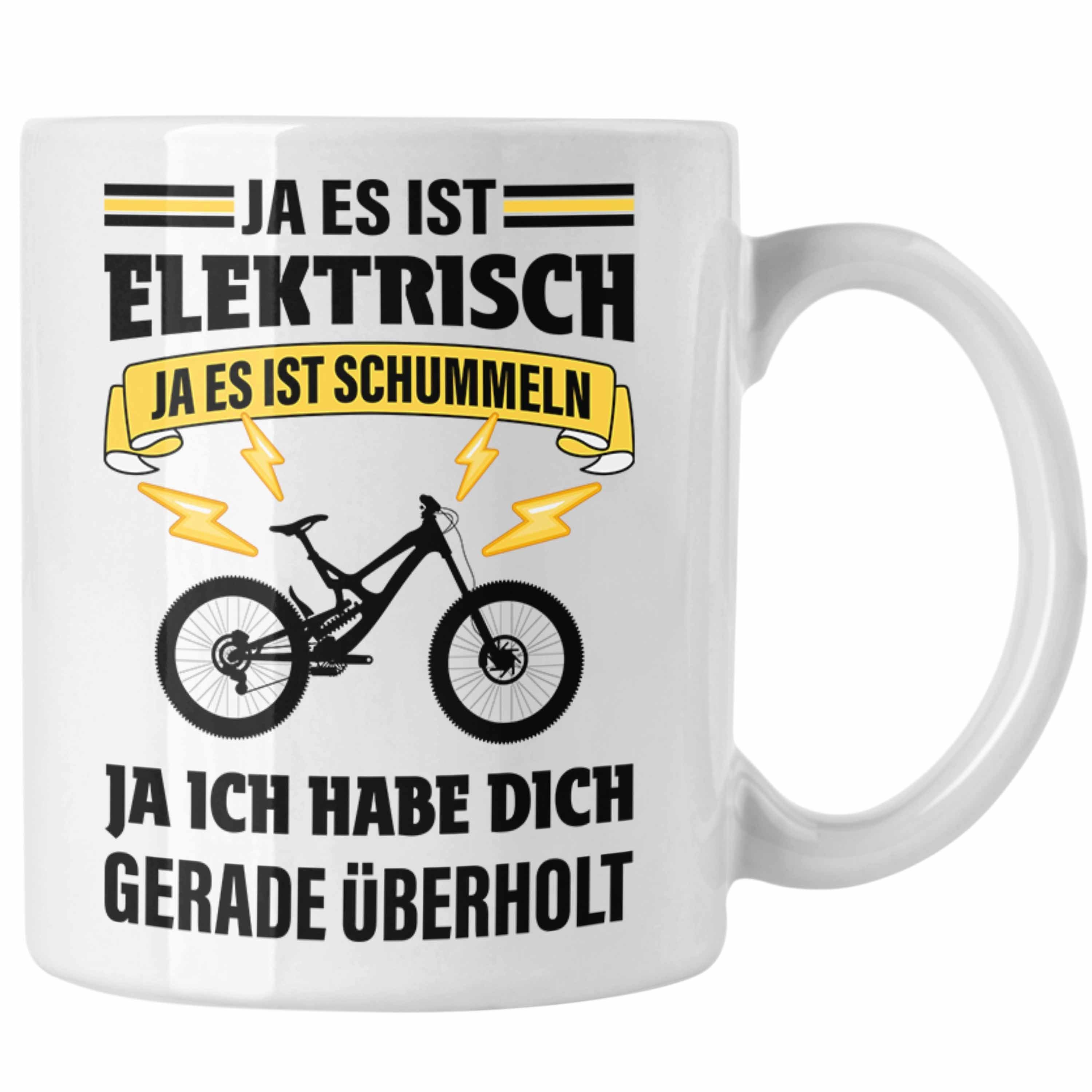 Trendation Tasse Trendation - Elektrofahrrad E-Bike Tasse mit Spruch Geschenk Ebike Lustige Geschenke Kaffeetasse Weiss