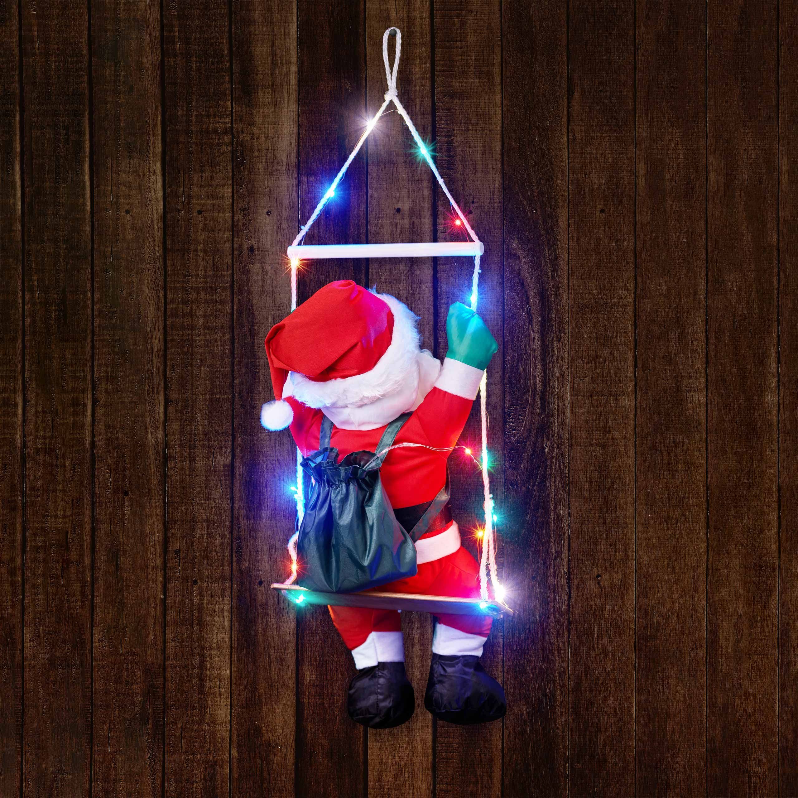 BONETTI Raburg Weihnachtsmann Schaukel 20 XL Timer, bunten mit Deko-Figur mit groß, 90 Weihnachten, cm für cm LEDs, 6 ca. Gesamthöhe: ca. h auf bunten weiche LEDs, 60