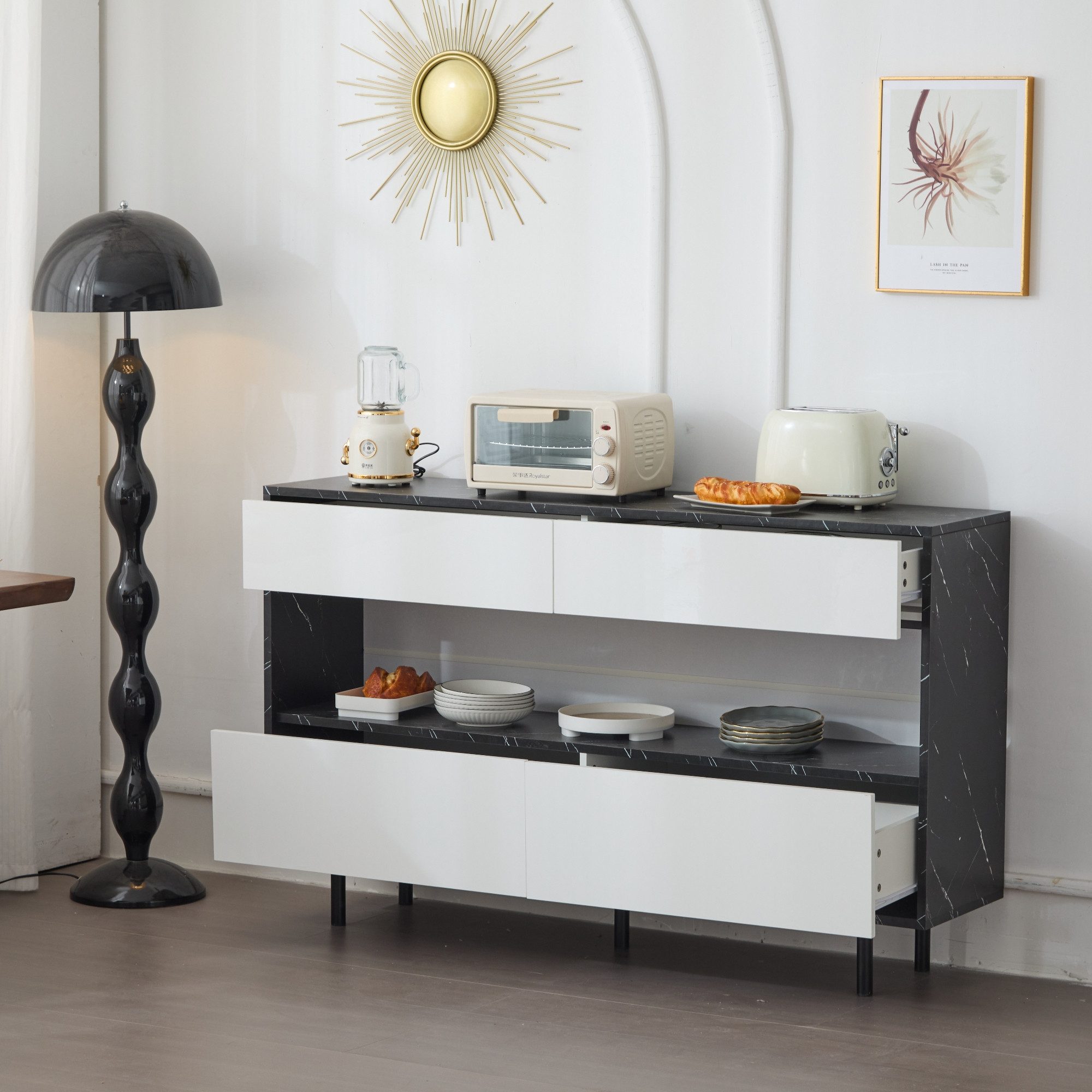 STILVORA Sideboard mit Stauraum,Anrichte Buffetschrank mit Schubladen und L günstig online kaufen