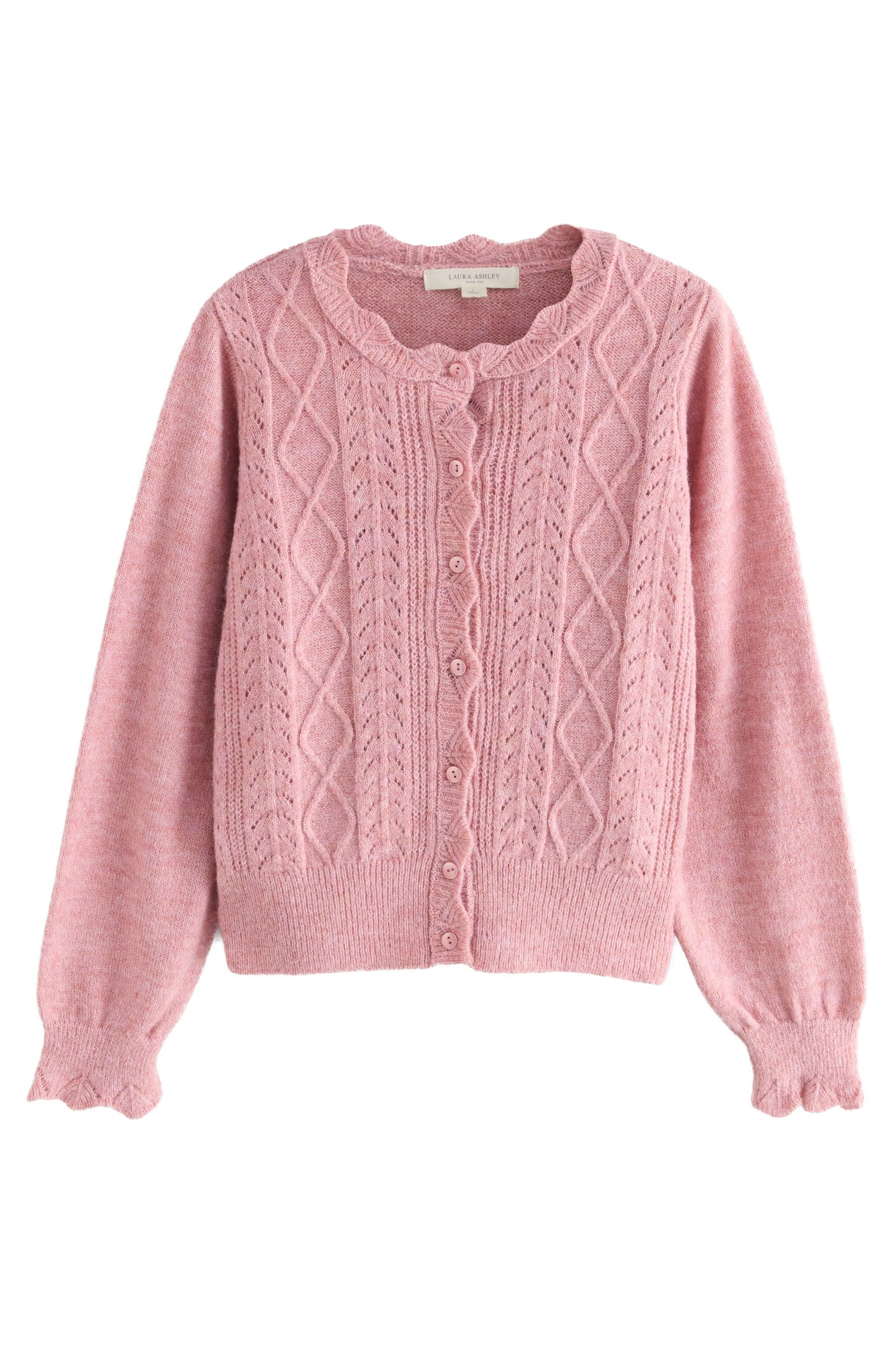 LAURA ASHLEY Strickjacke Laura Ashley Strickjacke mit Pointelle (1-tlg)