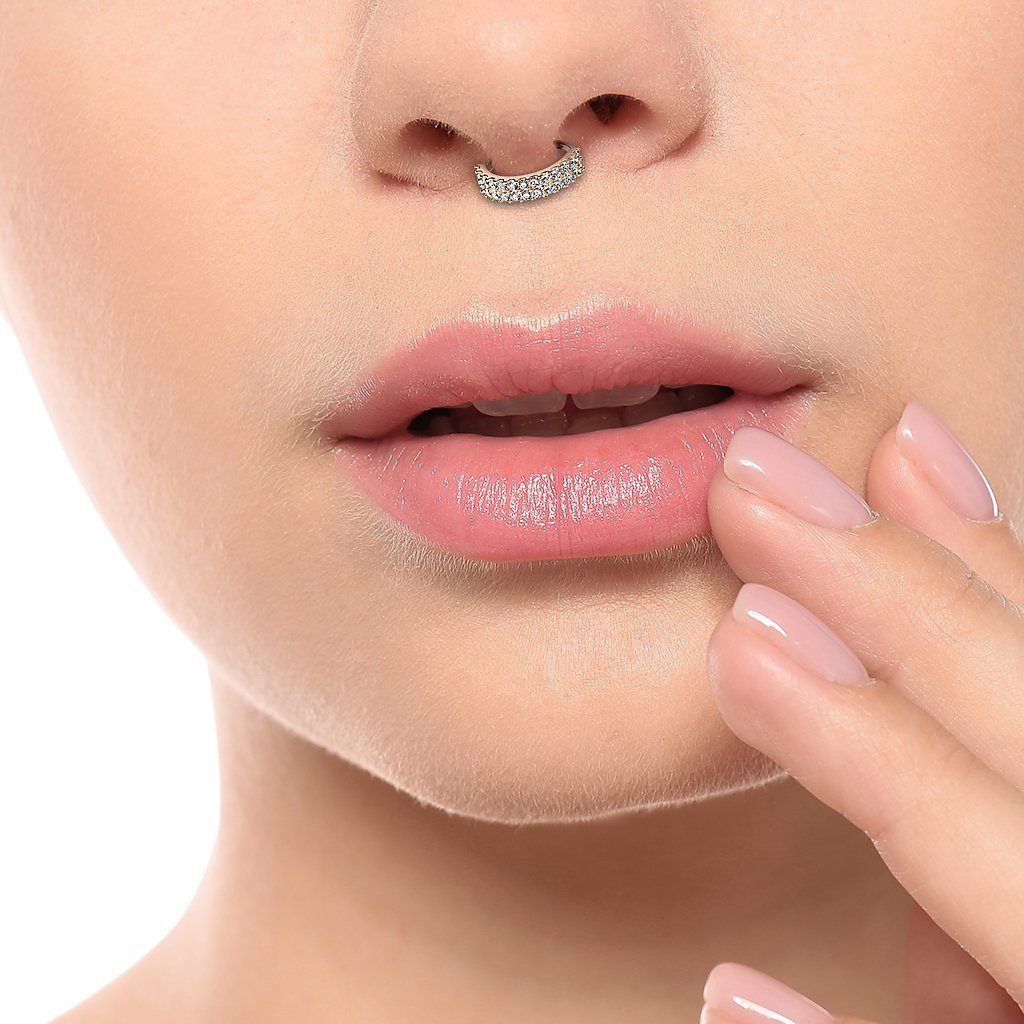 Taffstyle Nasenpiercing Piercing Biegbar filigrane Creole mit Kristall, Ring Doppel Zirkonia Glitzer Septum Nase Lippe Nasenring Ohr Knorpel