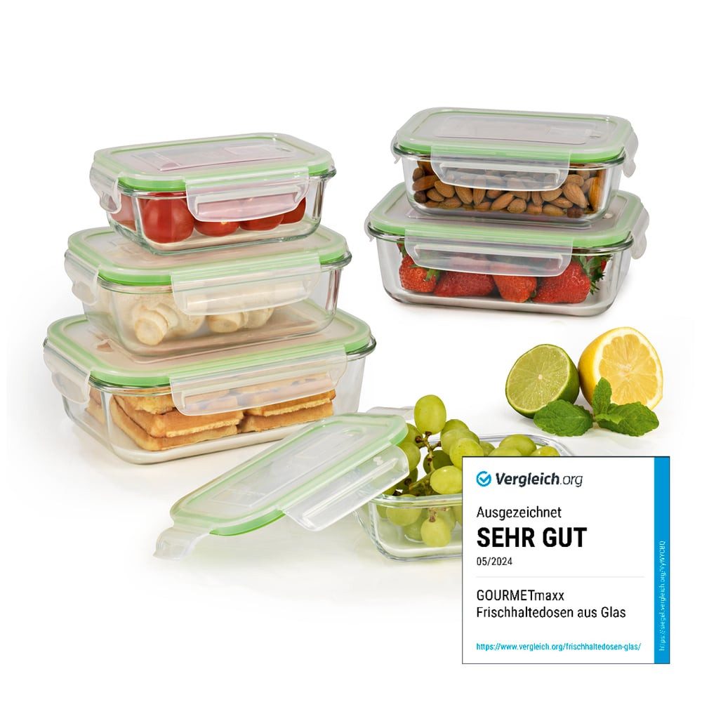 GOURMETmaxx Frischhaltedose Glas-Frischhaltedosen Klick-it, Glas/Polypropylen (PP)/Silikon, (12-tlg)