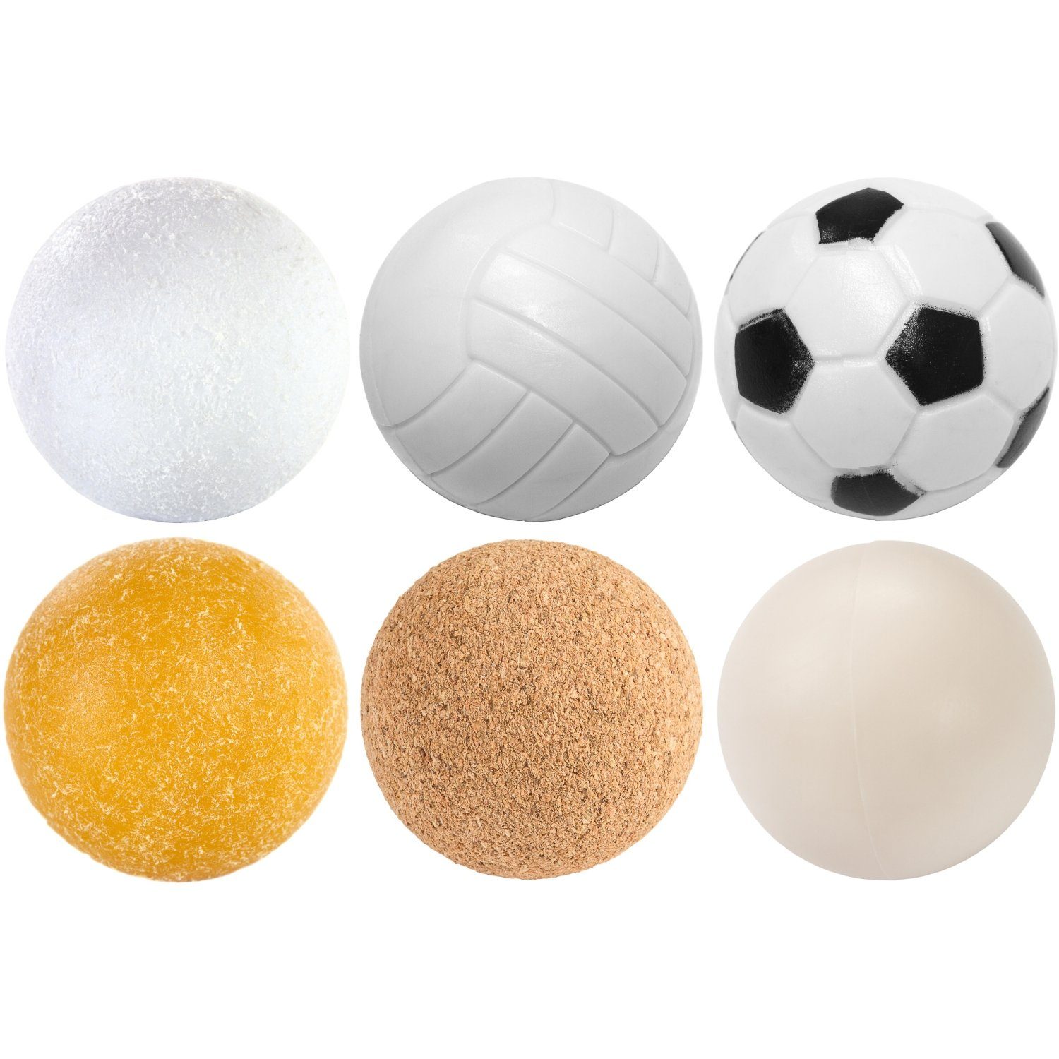 unterschiedliche PE,PU, Kunststoff), Games 35mm, Planet Kickerbälle, PLANET GAMES Kickerbälle Stück oder 12 6 Sorten 6 Ball (Kork, (Set), Durchmesser Tischfussball Spielball Mischung,