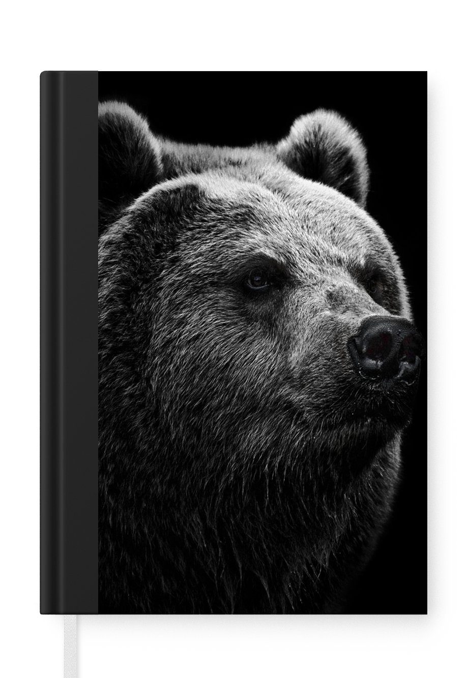 MuchoWow Notizbuch Bär - Leicht - Schwarz, Journal, Merkzettel, Tagebuch, Notizheft, A5, 98 Seiten, Haushaltsbuch