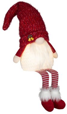 Christmas Paradise Weihnachtsfigur sitzender Wichtel 30cm (70cm) mit Beleuchtung (Dekofiguren, 2 St., im Set), Gnom Kantenhocker mit LED, 2 Designs, Weihnachtsdeko Rot-Grau