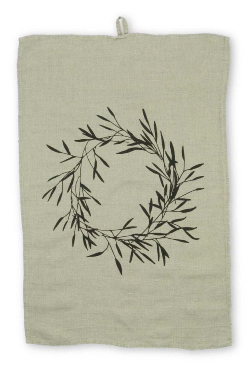 Dorothee Lehnen Geschirrtuch Geschirrtuch Leinen - OLIVENKRANZ II - desert sage/dark olive