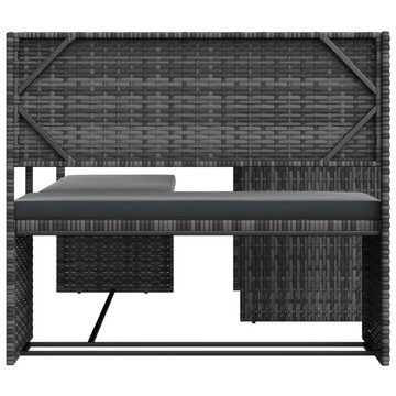 vidaXL Loungesofa Gartensofa in L-Form mit Tisch und Kissen Grau Poly Rattan, 1 Teile