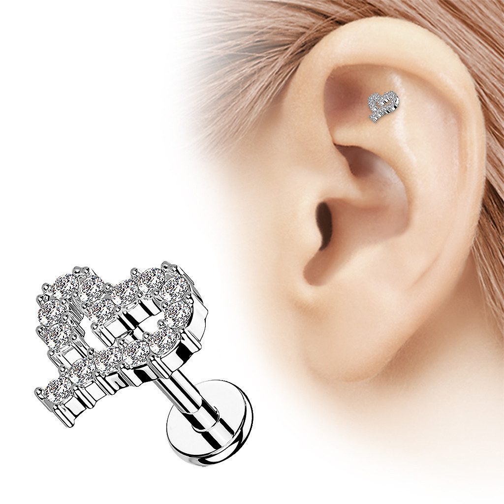 Taffstyle Piercing-Set Tragus Conch Piercing flach Innengewinde Zirkonia He günstig online kaufen