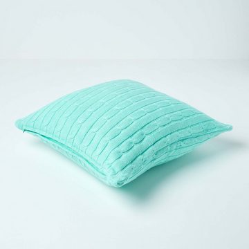 Kissenhülle Zopfmuster-Kissenbezug in Pastellgrün, 100% Baumwolle, 45 x 45 cm, Homescapes