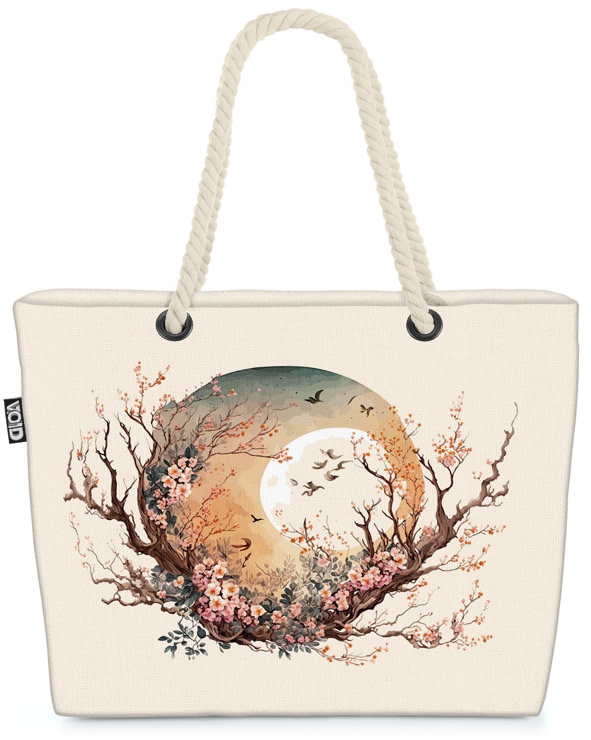 VOID Blumen Strandtasche Mond Landschaft Natur Japan Pflanzen Japanisch Natur Tradition (1-tlg),