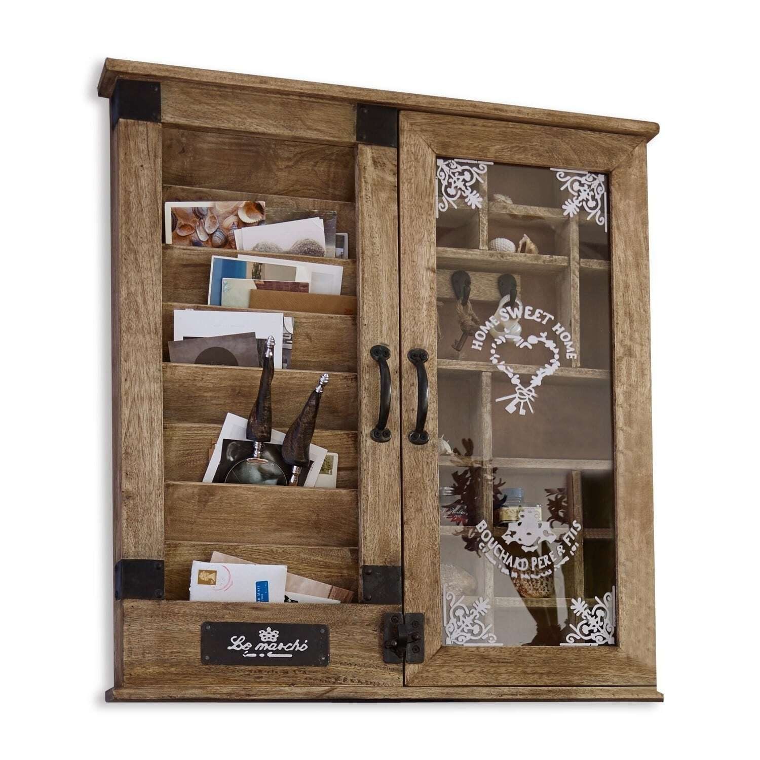 Mirabeau Organizer Organizer Shelby braun, Massives Mangoholz, Edles Antik-Finish