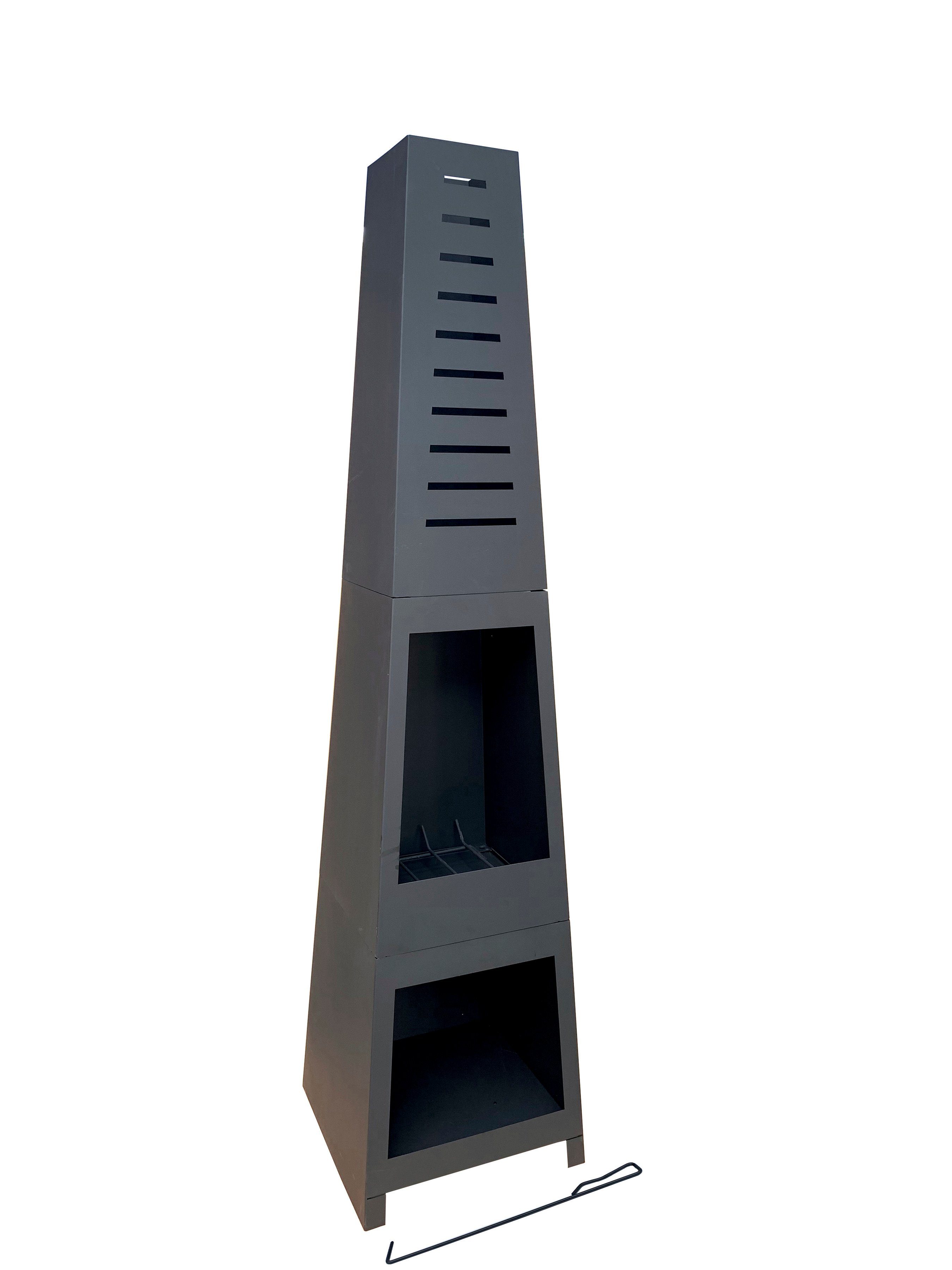 Tepro Feuerstelle Bainbridge, Pyramidenkamin mit Brennholzregal, BxLxH: 36x36x150 cm