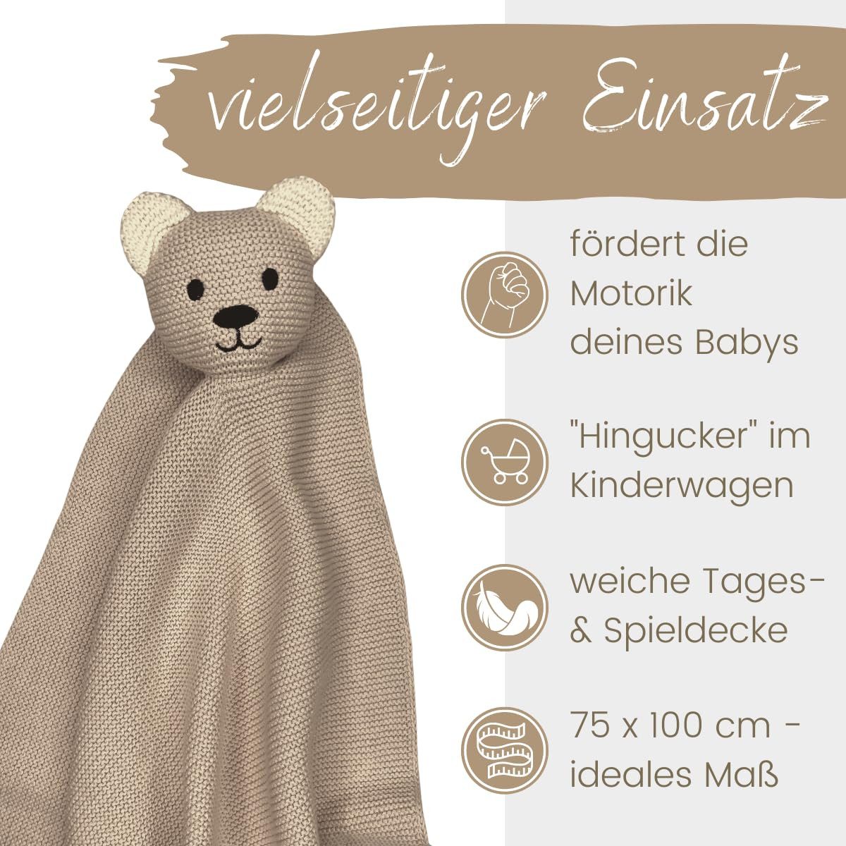 Babydecke DIKOS® Babydecke SCHMUSE-Bär Baby Geschenk Mädchen Junge Geschenkset, DIKOS, Geschenk zur Geburt, PREMIUM Qualität, 100 % BIO Baumwolle, nachhaltig – Bild 4 von 5