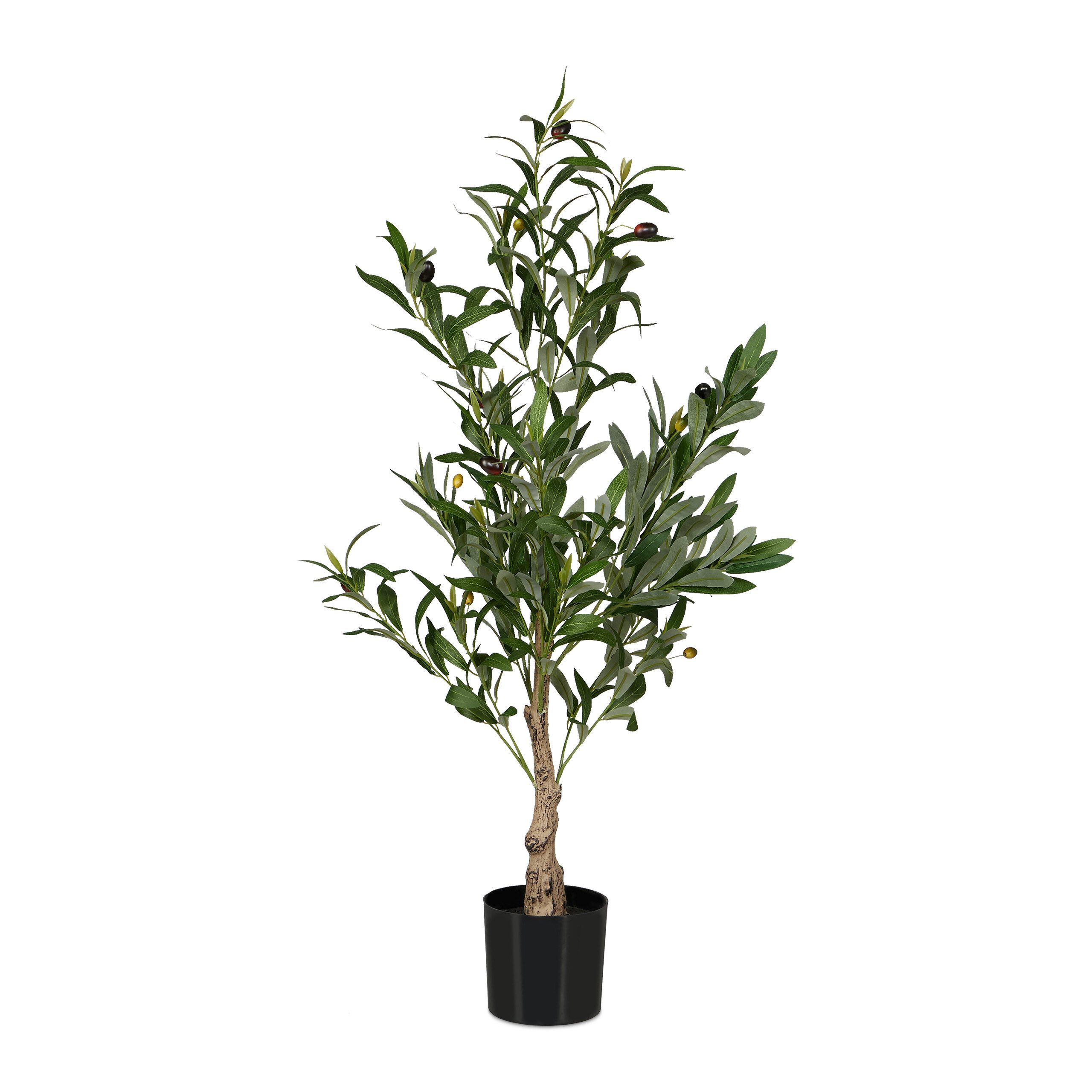 Kunstpflanze Künstlicher Olivenbaum Olivenbaum, relaxdays, Höhe 90 cm, 90 c günstig online kaufen