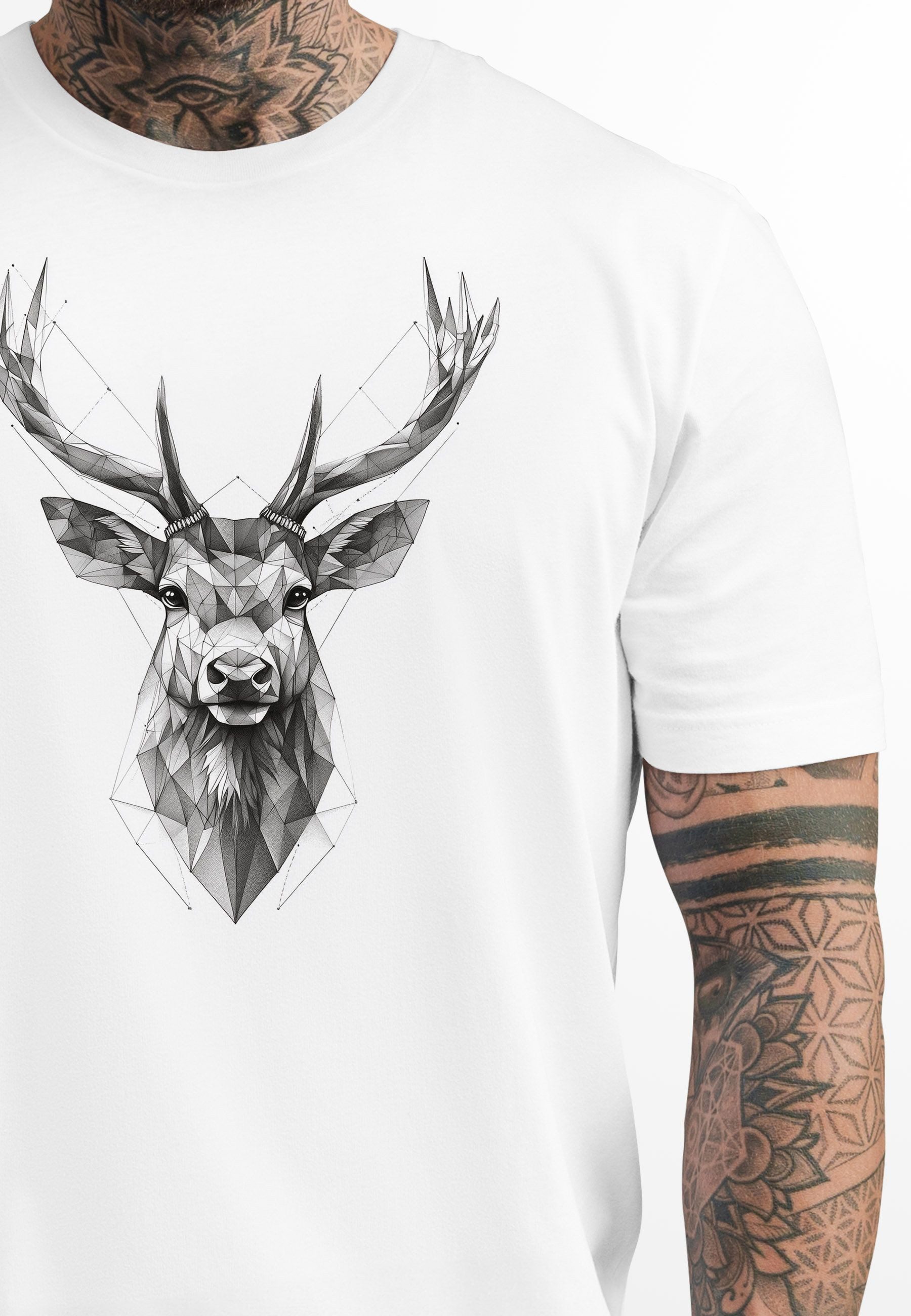 Neverless Print-Shirt Herren T-Shirt Trachtenshirt Hirsch Tiermotiv WildTie günstig online kaufen