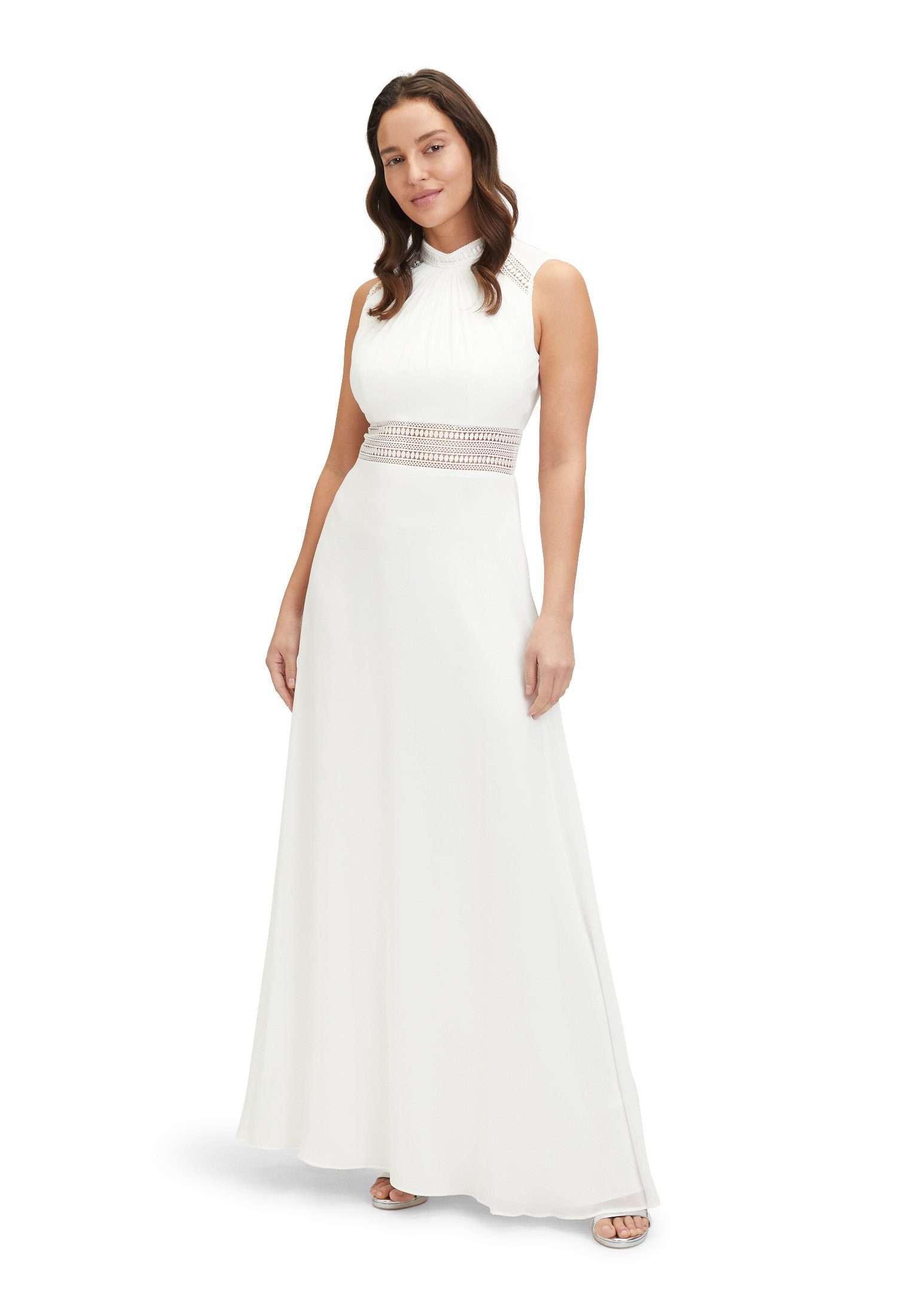 (1-tlg) Bänder Mont Maxikleid VM White Mont Aufgesteppte Vera rückenfrei Ivory Vera