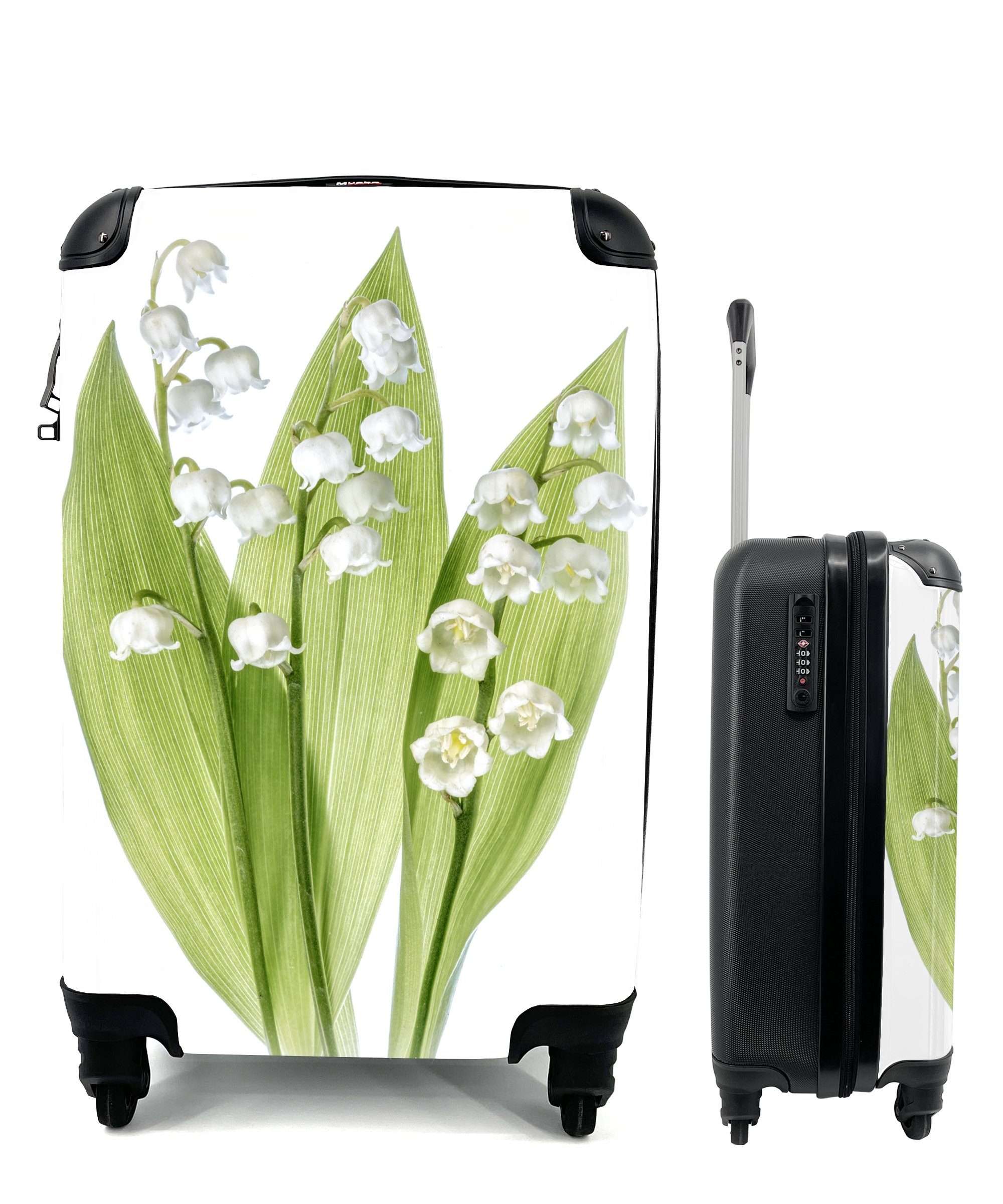 MuchoWow Handgepäckkoffer Ein Porträt der weißen Blüten der Lilie von Dalen, 4 Rollen, Reisetasche mit rollen, Handgepäck für Ferien, Trolley, Reisekoffer