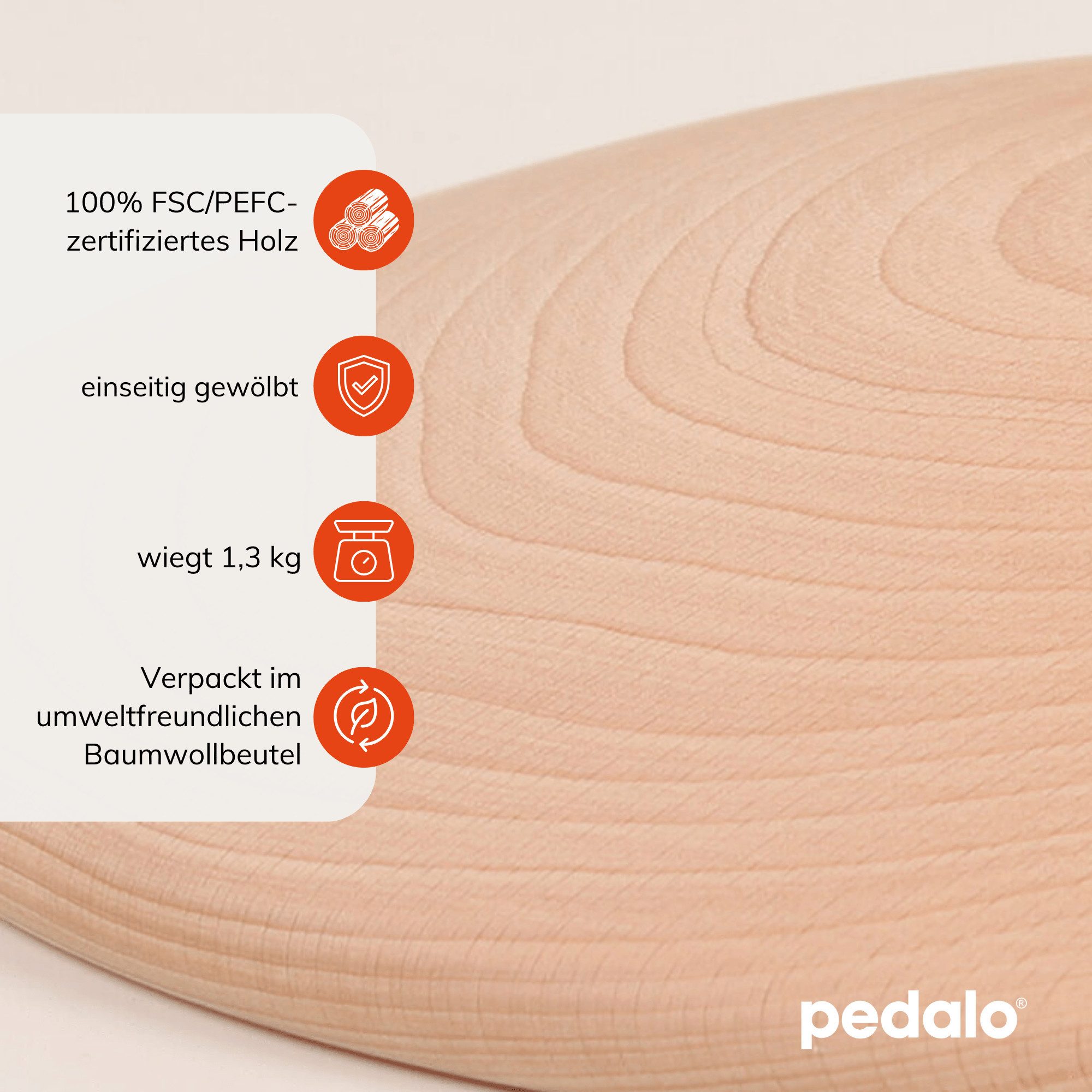 pedalo® Fußtrainer Pro-Pedes I Beinachse I Fußgewölbe I Kreisel I Spiraldynamik, Buche massiv