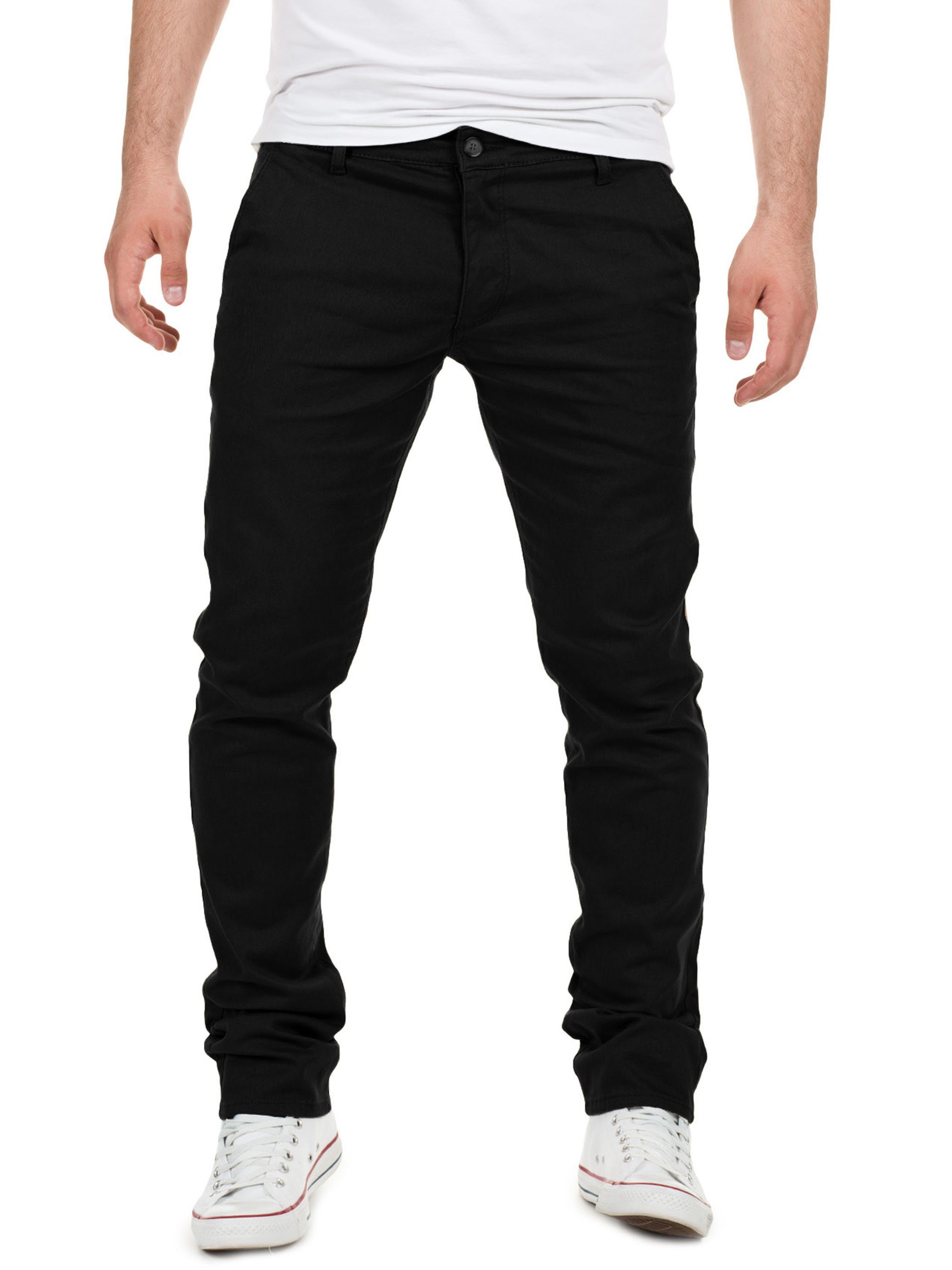 Yazubi Chinohose Herren Chino Dustin in vorgewaschener Optik Schwarz (Black 4R194008)