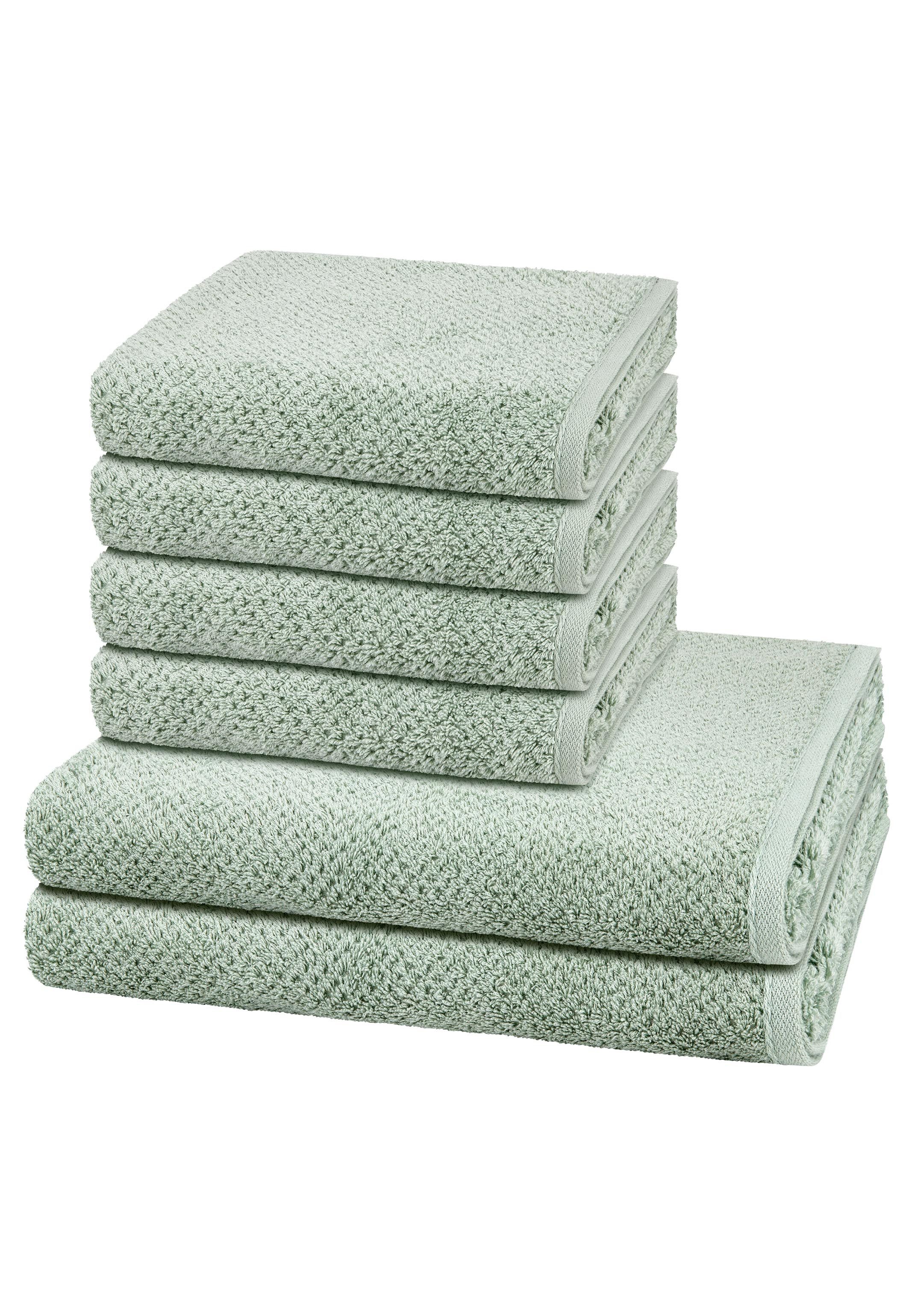 Cawö Handtuch Set Pure, Walkfrottee (Spar-Set, 6-St), 4 X Handtuch 2 X Duschtuch im Set - Baumwolle - Saugstark