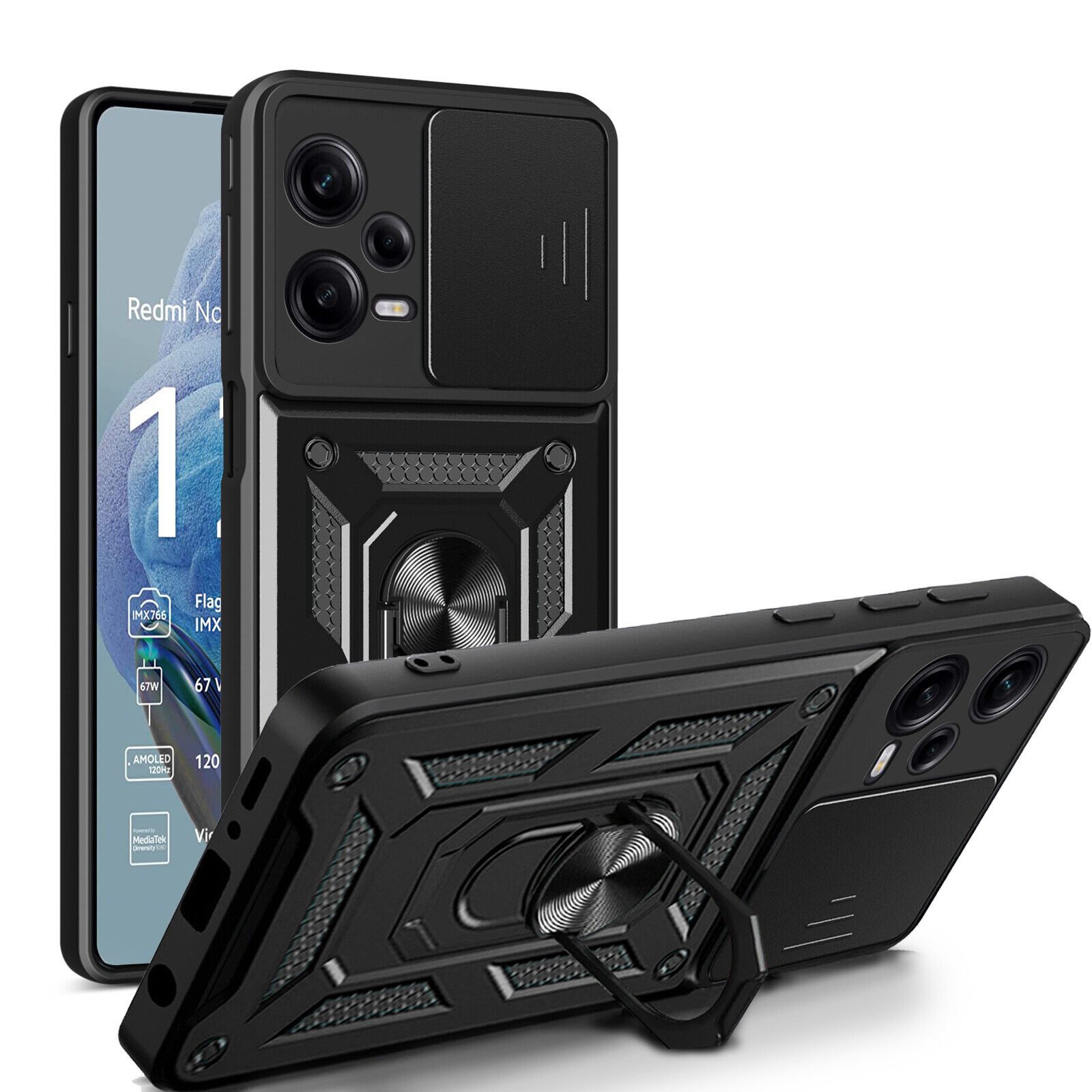 betterfon Handyhülle Panzerhülle für Xiaomi Redmi Note 12 Pro+ mit Kameraschutz, Outdoorhülle mit Smartstand und Silikonkern