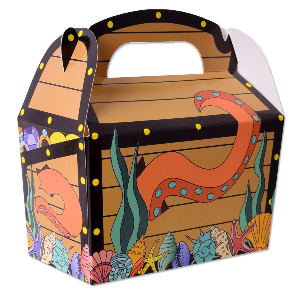 TE-Trend Faltbox 12 Stück Schatztruhe Kinder Piraten Geschenkbox Schatzkiste Box  (12 St., verschließbar), mit Henkel