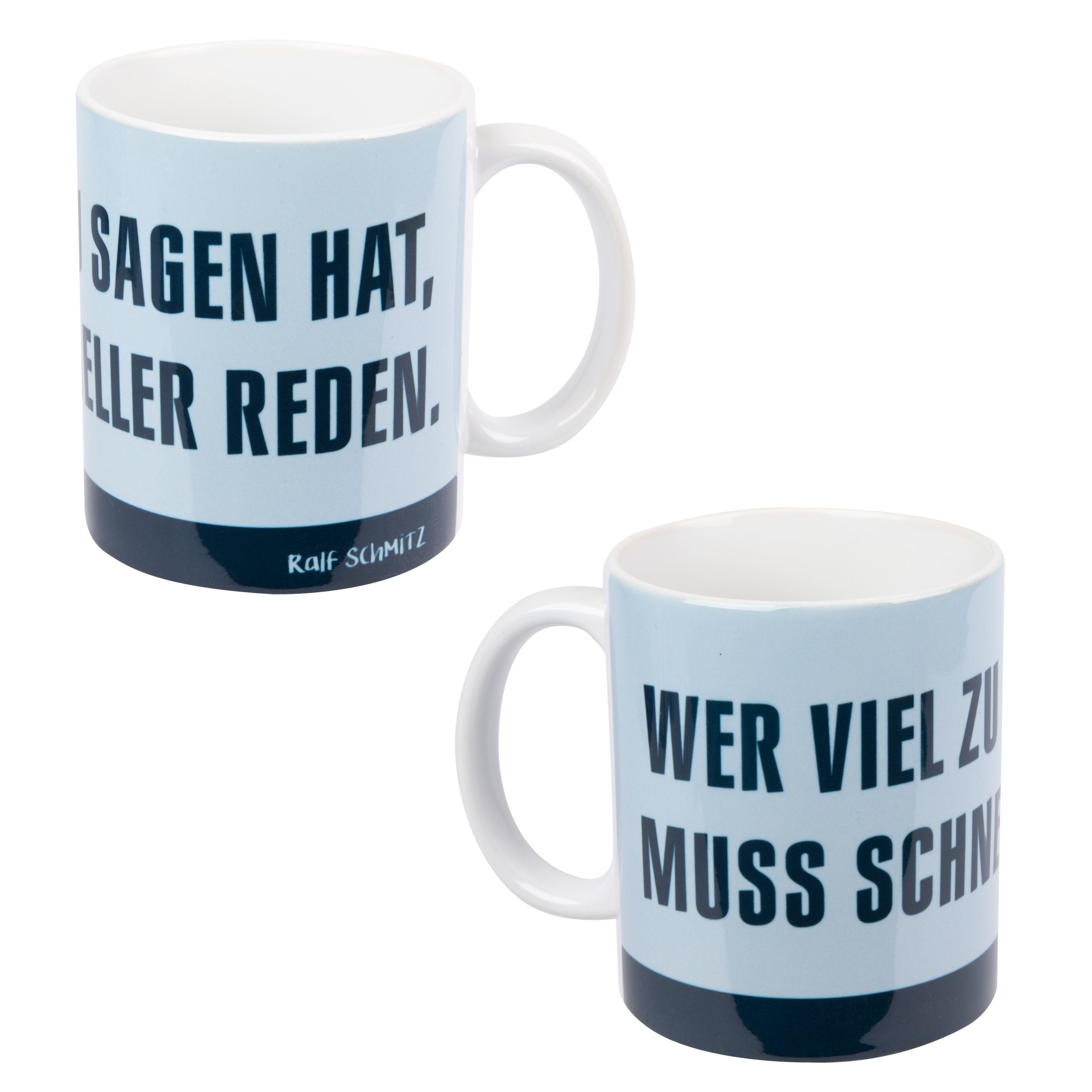 Tasse Wer - Labels® viel hat, United Tasse zu schneller Ralf Keramik sagen muss Schmitz reden. Blau,