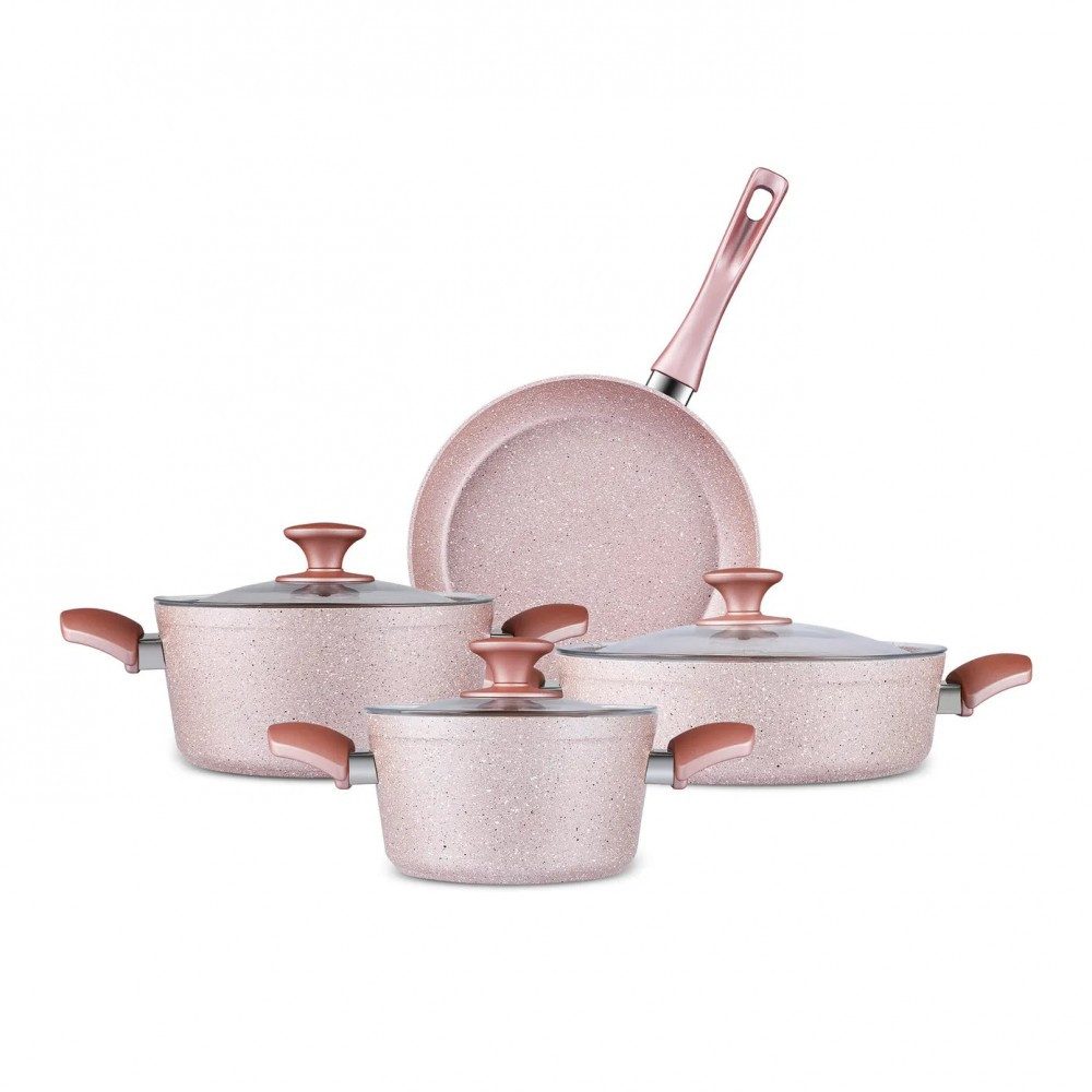 Topf-Set Biogranit Topf & Pfannenset 7-teilig Induktiongeeignet Roségold