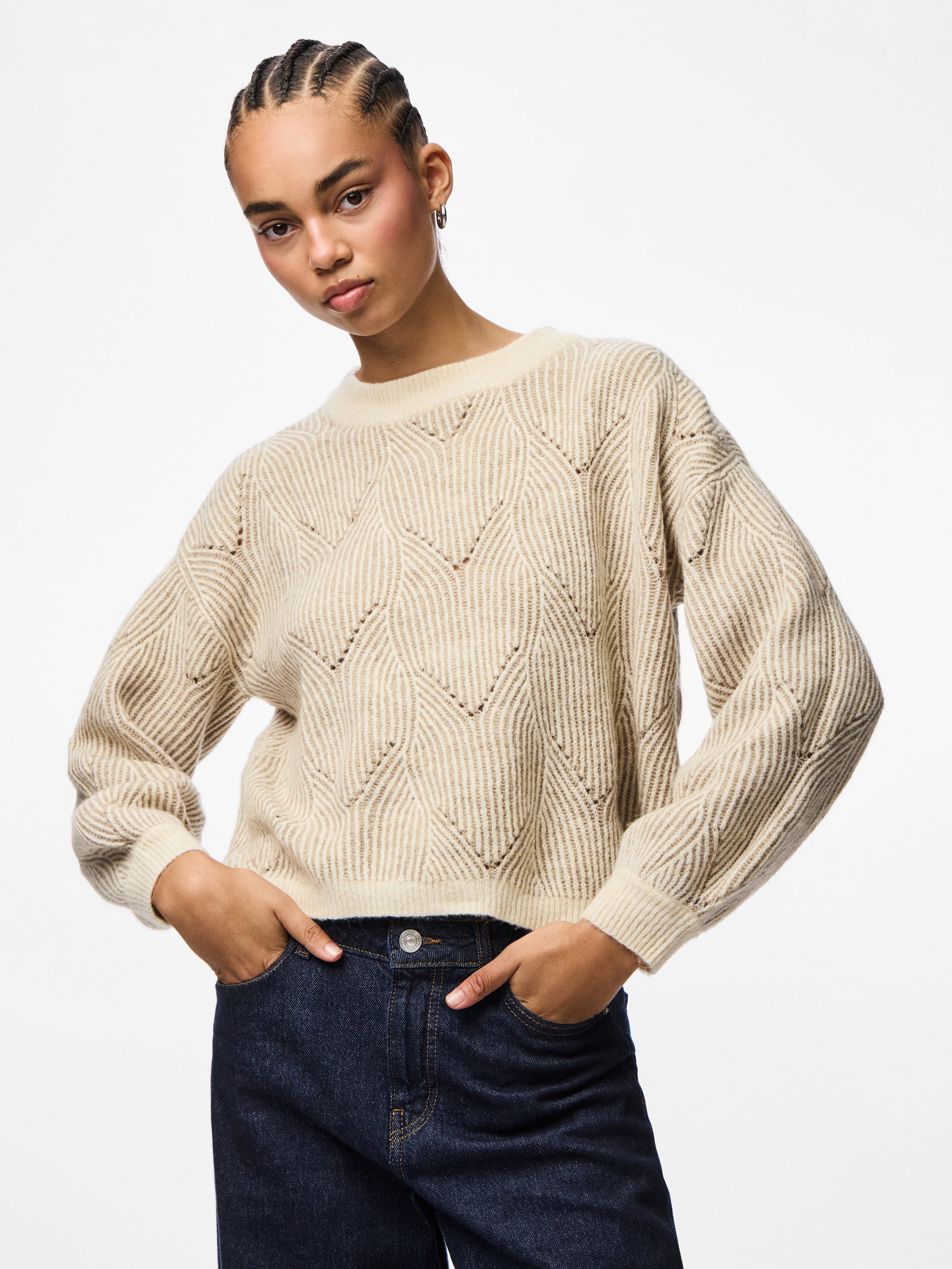 pieces Rundhalspullover PCJENNA LS O-NECK KNIT günstig online kaufen