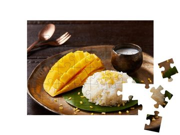 puzzleYOU Puzzle Mango mit Klebreis, Thai-Dessert, 48 Puzzleteile, puzzleYOU-Kollektionen Essen und Trinken