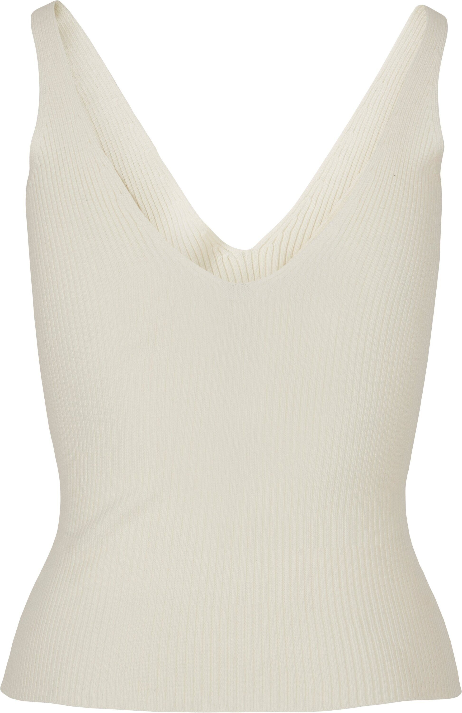 URBAN CLASSICS Ladies Damen Top (1-tlg) Knit whitesand Rib T-Shirt