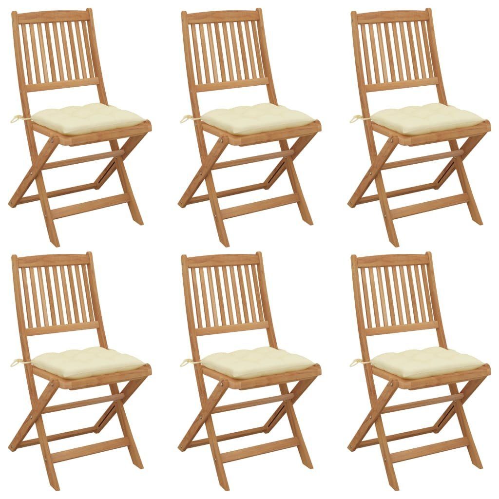 furnicato Gartenstuhl Klappbare Gartenstühle 6 Stk. mit Kissen Massivholz Akazie | Stühle