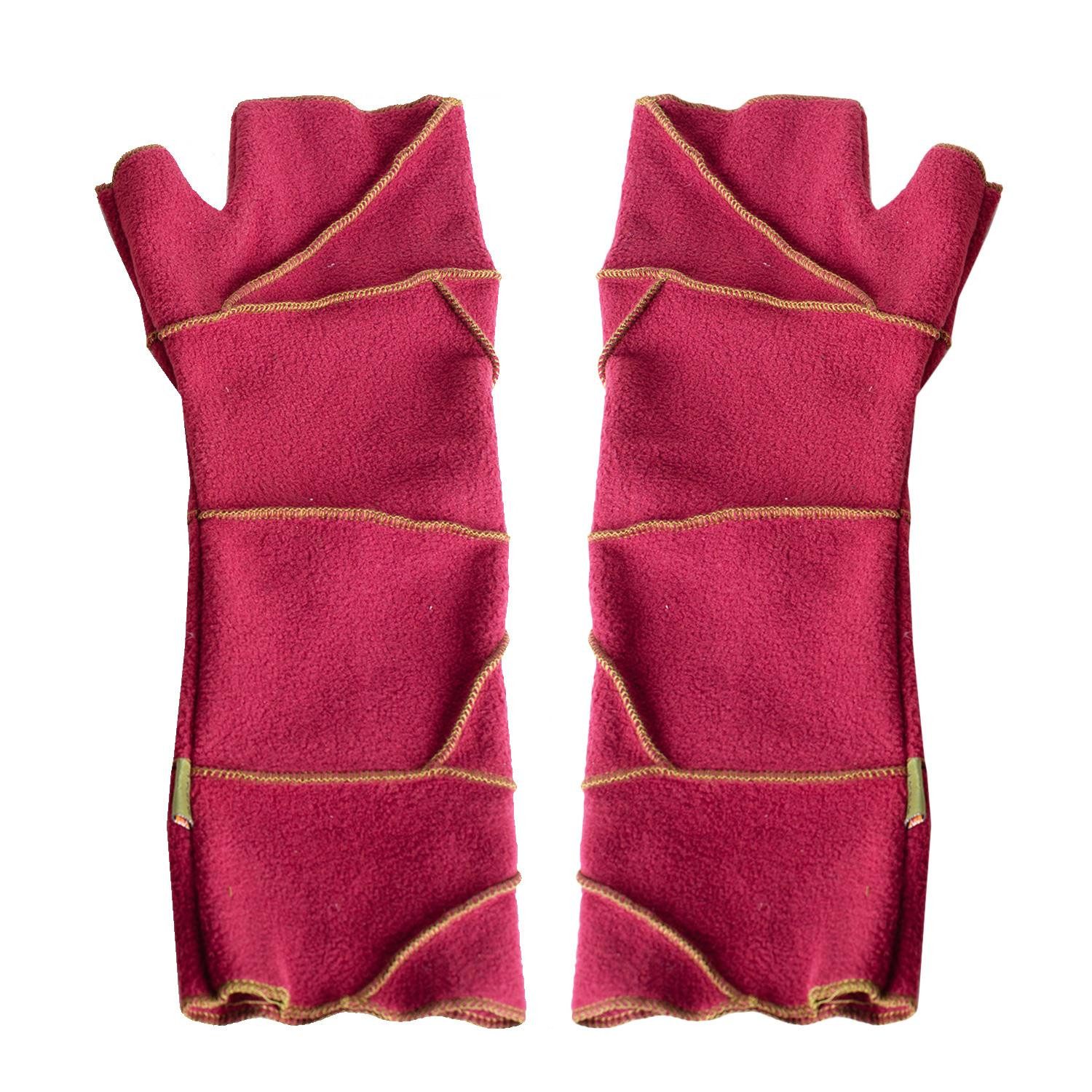 Vishes Armstulpen Warme Patchwork Fleece Handstulpen mit farblich abgesetzten Nähten Alternative Bekleidung, Ethno, Hippie, Retro Style