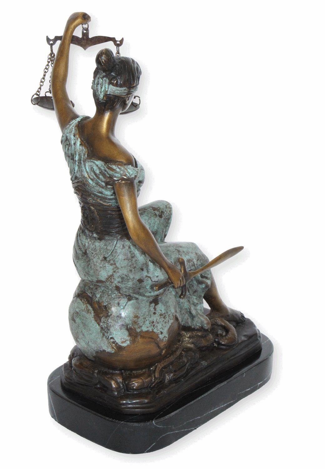 GartenDeko Dekofigur Justitia Bronze JS cm 29 Bronzefigur Waage mit Skulptur Justizia H