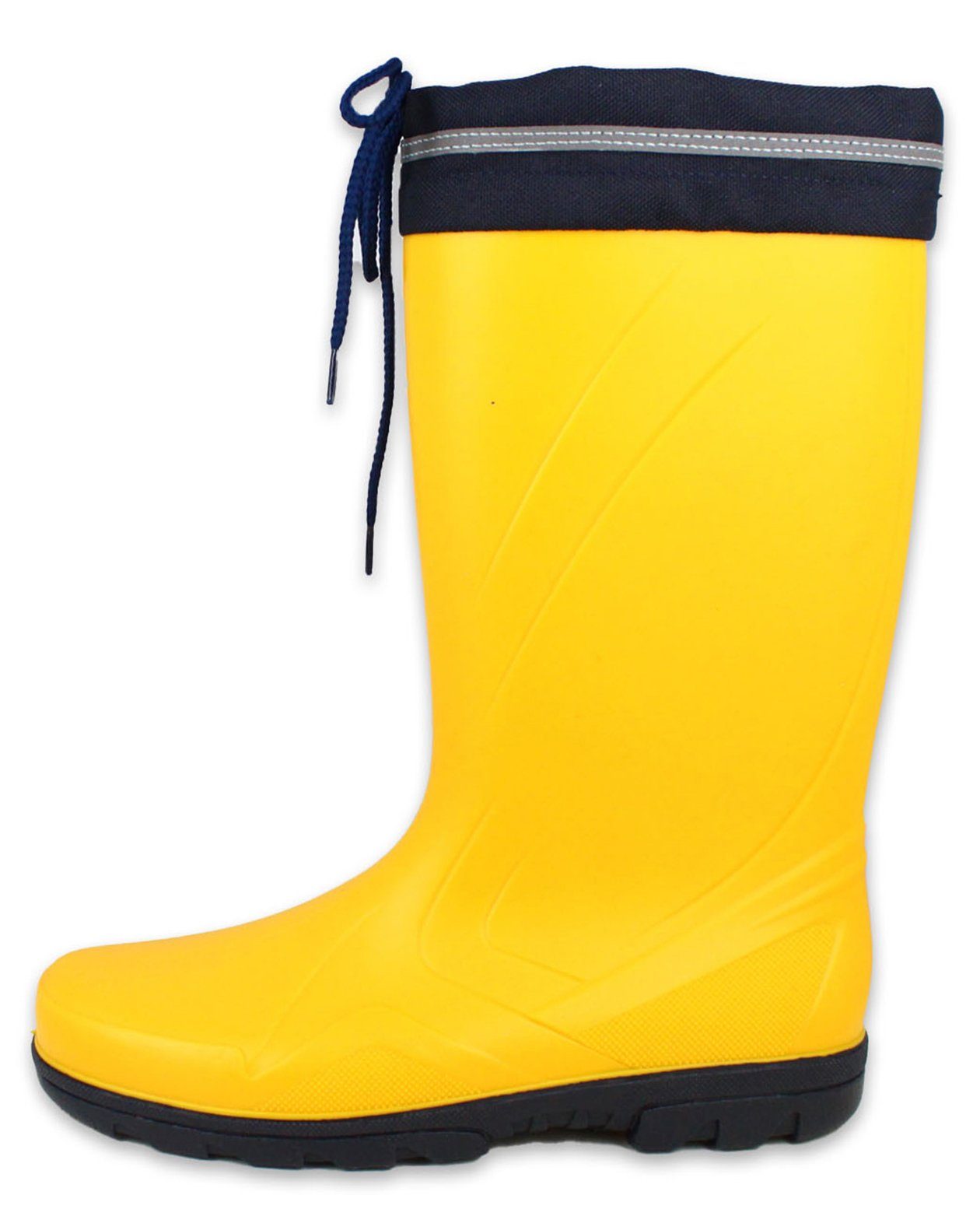 wasserdicht, (klassischer Füße) robust, Sailor für Stiefel, herausnehmbare Damen Regenstiefel Gummistiefel trockene, gelb strapazierfähig, warme Beck Einlegesohle