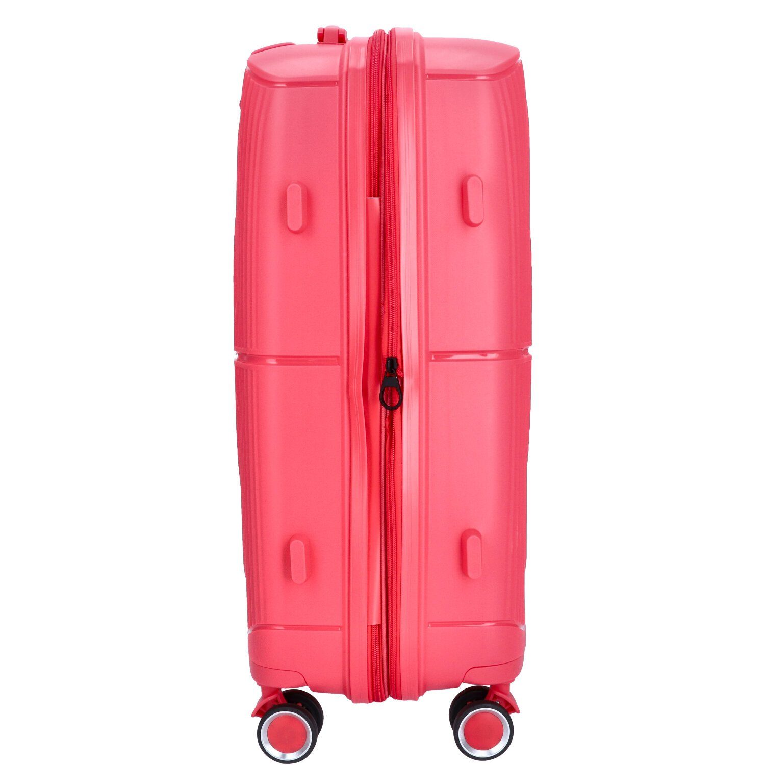 TheTrueC Koffer TheTrueC 4-Rad Trolley 74cm Valencia coral red, 4 Rollen Rollen