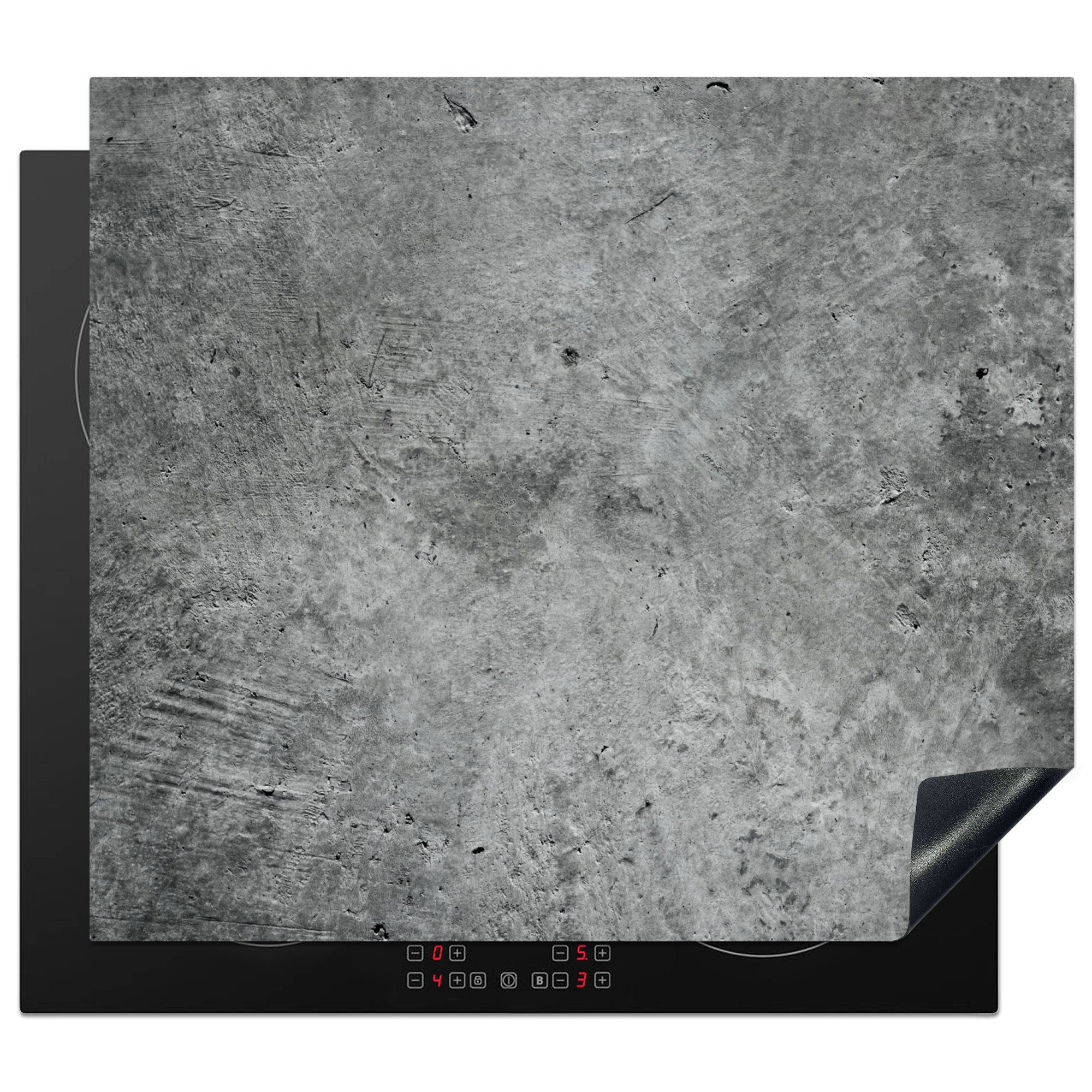 Beton tlg), Ceranfeldabdeckung Vinyl, (1 MuchoWow Herdblende-/Abdeckplatte - Mobile cm, Arbeitsfläche -Betonstruktur, Grau 60x52 - nutzbar, Schiefer