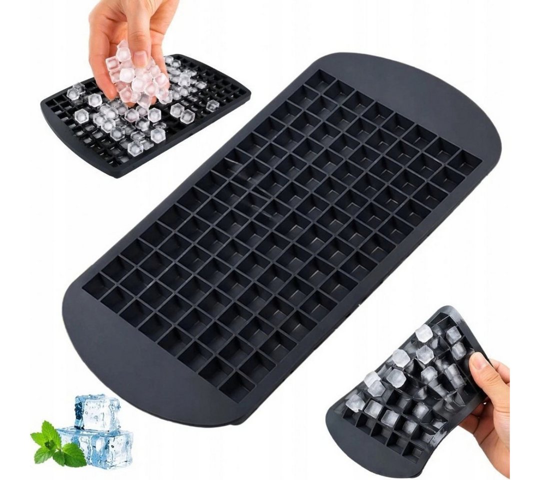 VERK GROUP Eiswürfelform Eiswürfelform 160 Mini Eiswürfel Silikon Eiswürfelbehälter Schwarz