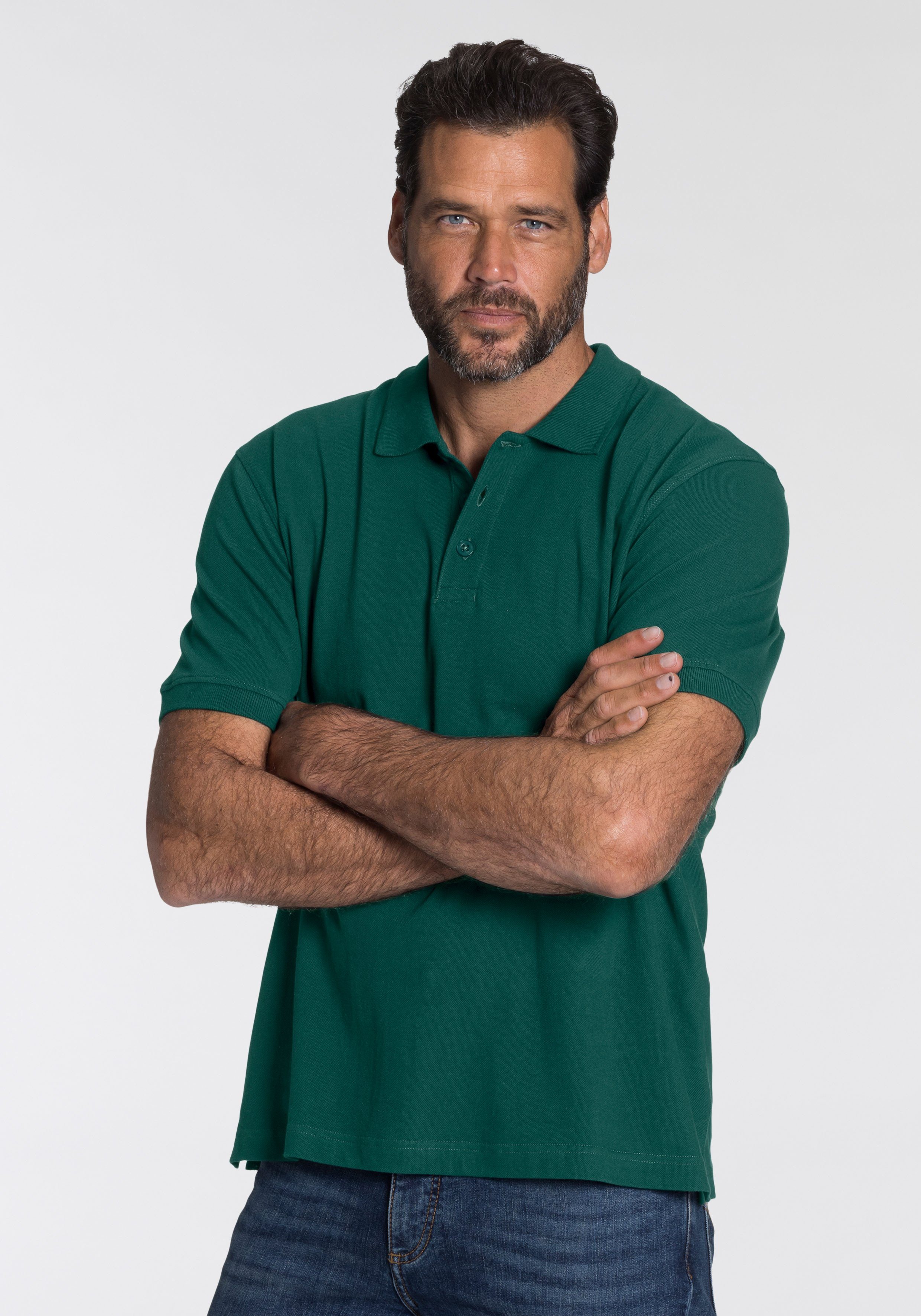 Man's Poloshirt Piqué World dunkelgrün