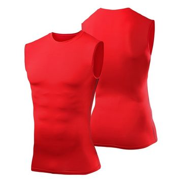 POWERLAYER Tanktop Kompressionsshirt für Jungen - Ärmellos - Rot, Größe 140 (1-tlg)