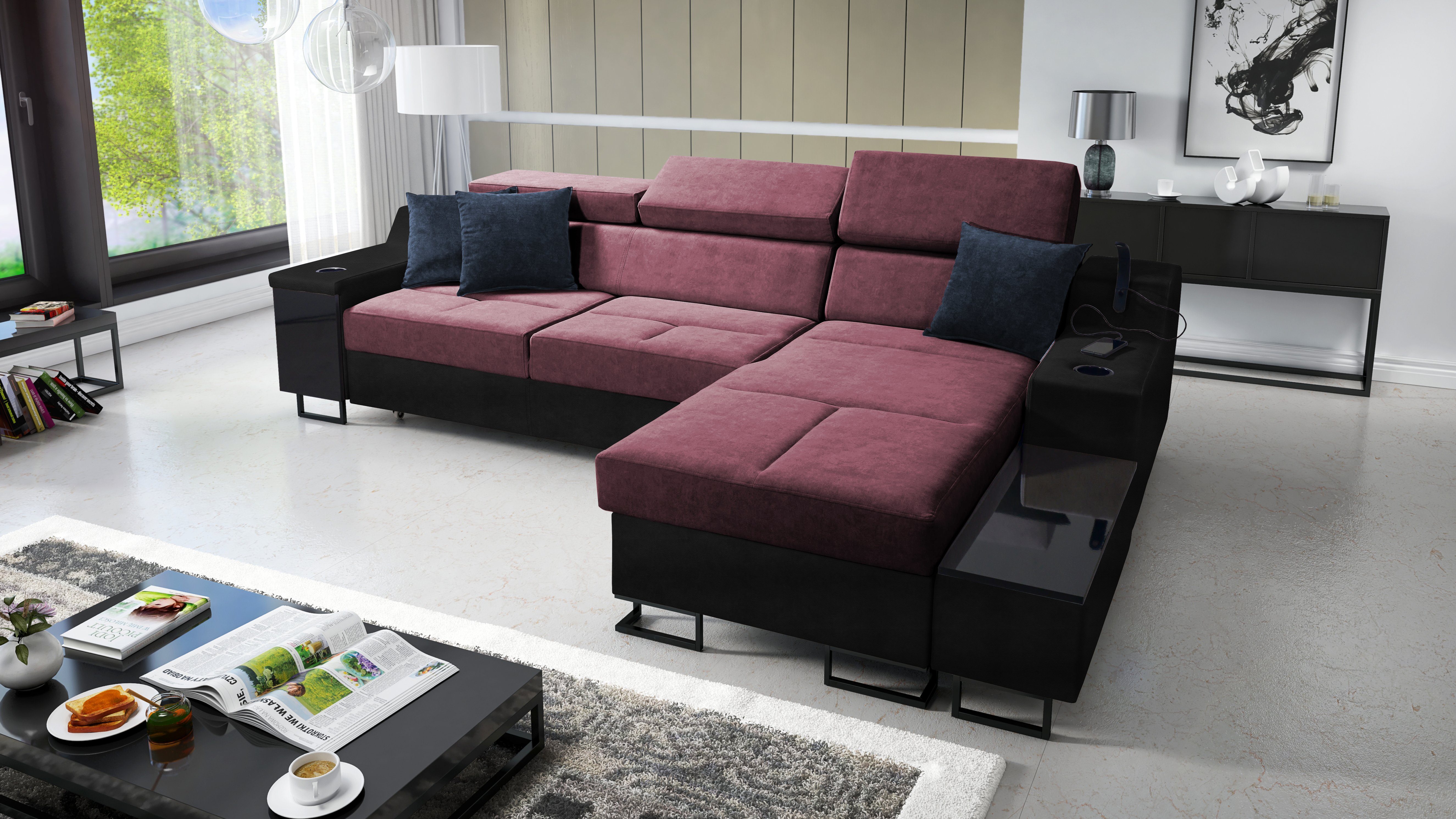 & Schlaffunktion Moderne Wohnzimmer for für Home Aria das I Bettkasten Ecksofa Best Maxi: WHISPER14+EKJV