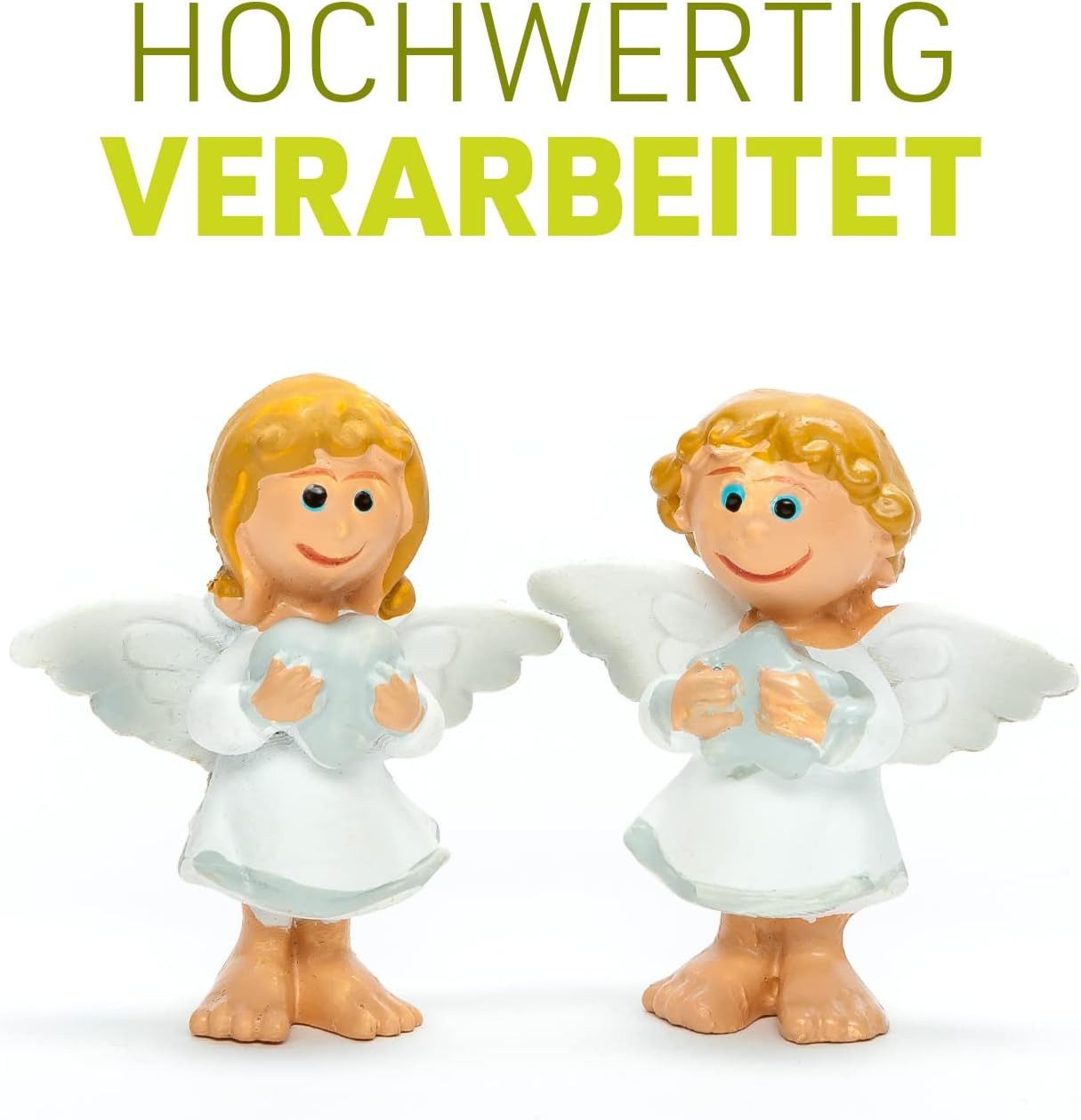 HF Home Flair Engelfigur 24 x kleine Schutzengel in Tüte I Glücksbringer (Weiß / Grau) (1 St), als tolles Gastgeschenk