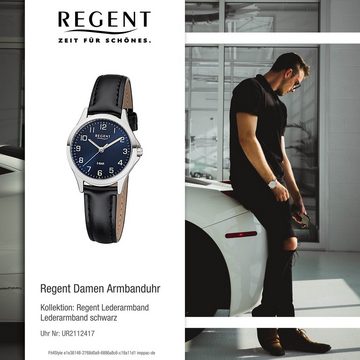 Regent Quarzuhr Regent Damen Uhr 2112417 Leder Quarz, (Analoguhr), Damen Armbanduhr rund, klein (ca. 29mm), Lederarmband